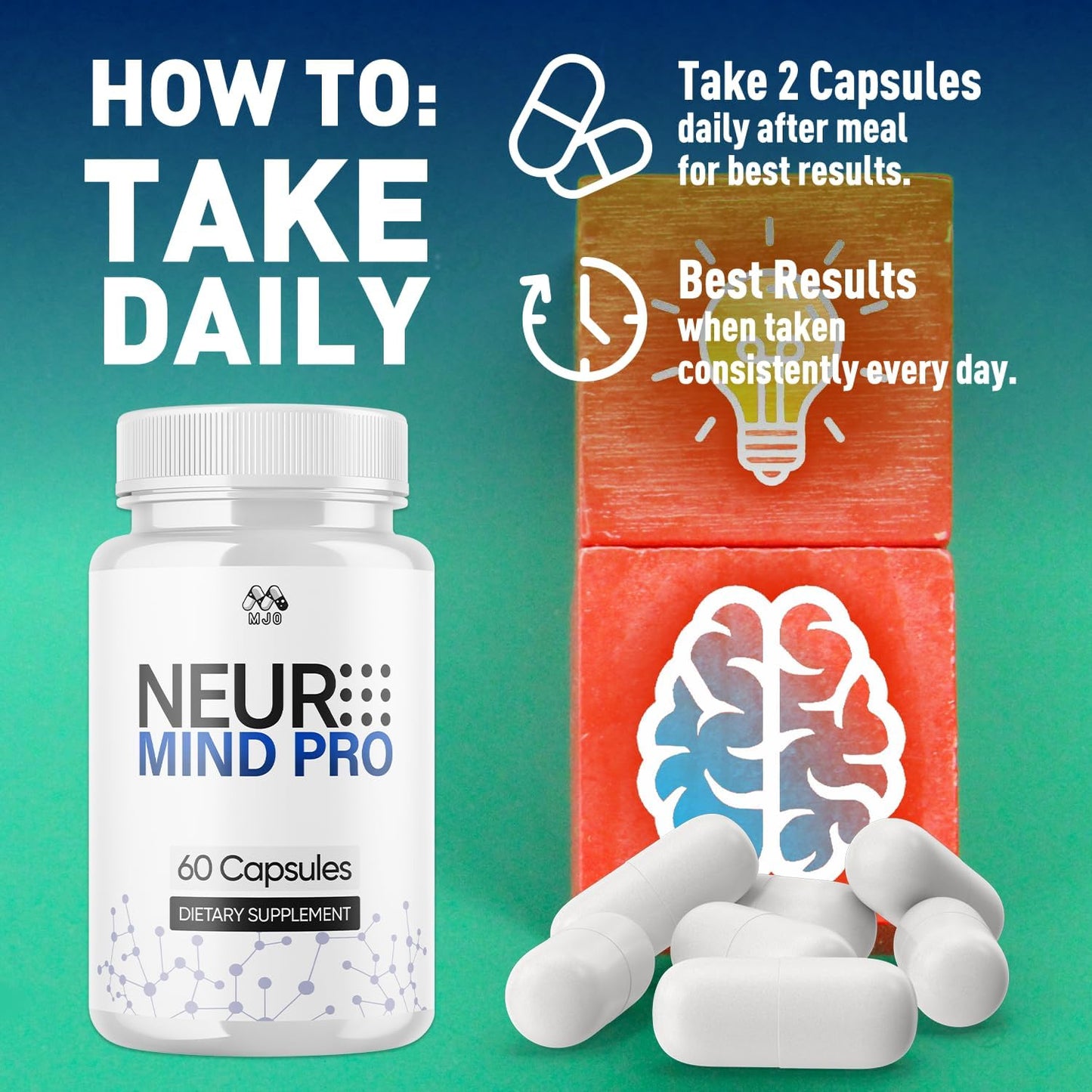 Neuro Mind Pro Capsules, Official NeuroMind Pro Brain Health Supplement Pills with All Natural Ingredients, Optimal Brain Health &amp; Wellness Support with Premium Vitamins for Women &amp; Men (60 Capsules)