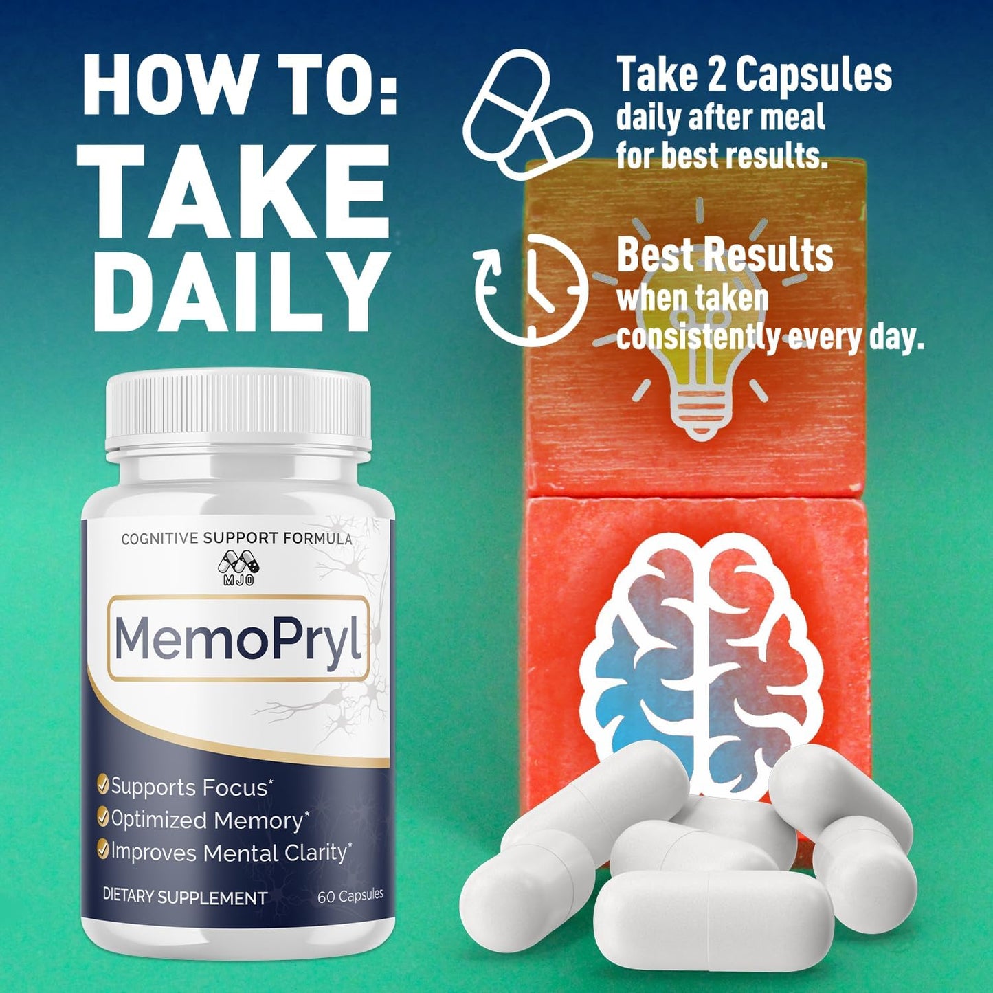 (5 Pack) Memopryl Brain Capsules, Official Memopryl Pills with All Natural Ingredients, Advanced Formula Memo Pryl Health and Wellness Support Pills with Maximum Strength Multivitamins (300 Capsules)