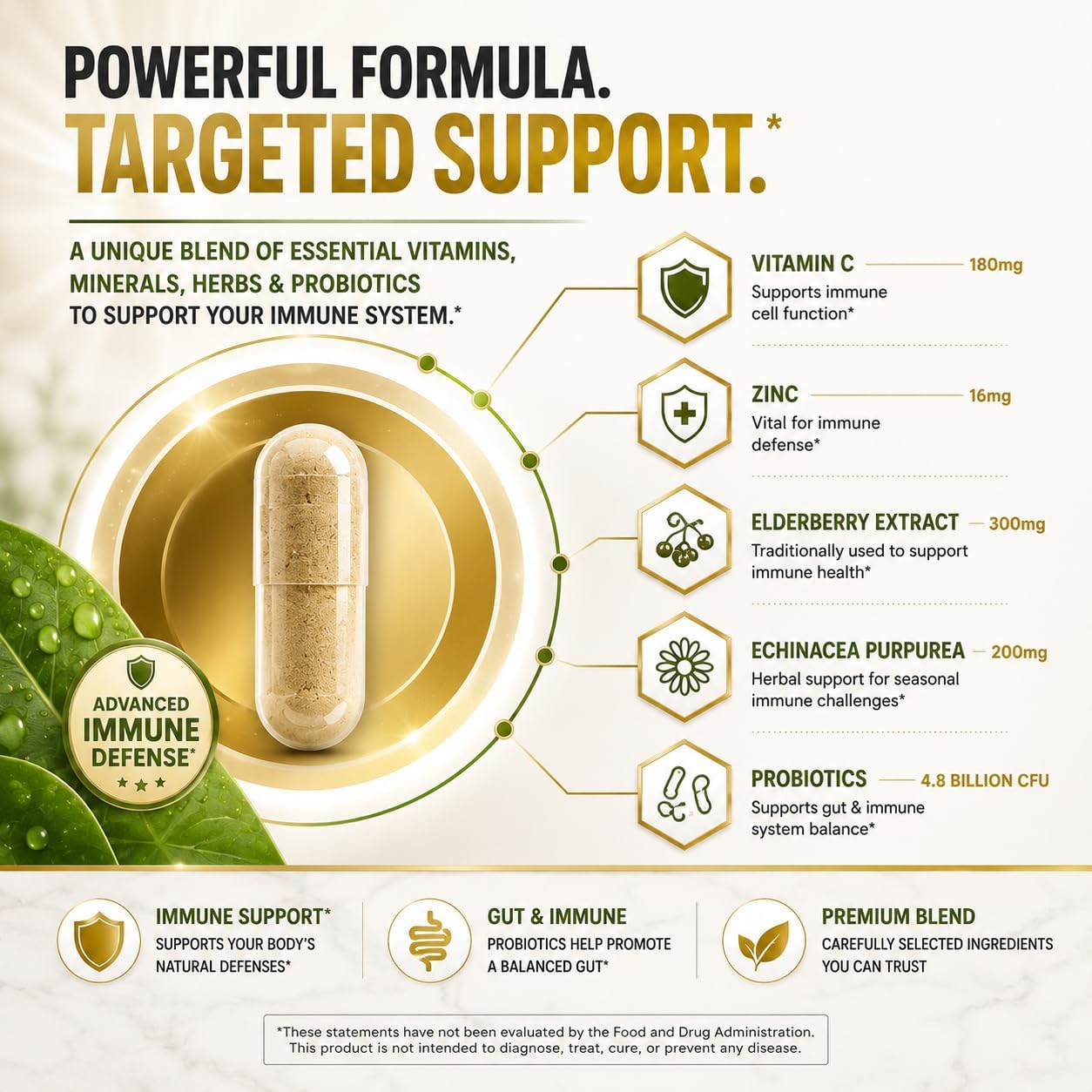 Viracid Complete (12-Pack) Comprehensive Immune Formula with Elderberry, Echinacea, Garlic, Zinc, L-Glutamine &amp; Turmeric 95% Curcuminoids | Premium Supplement, Made in USA, GMP Certified