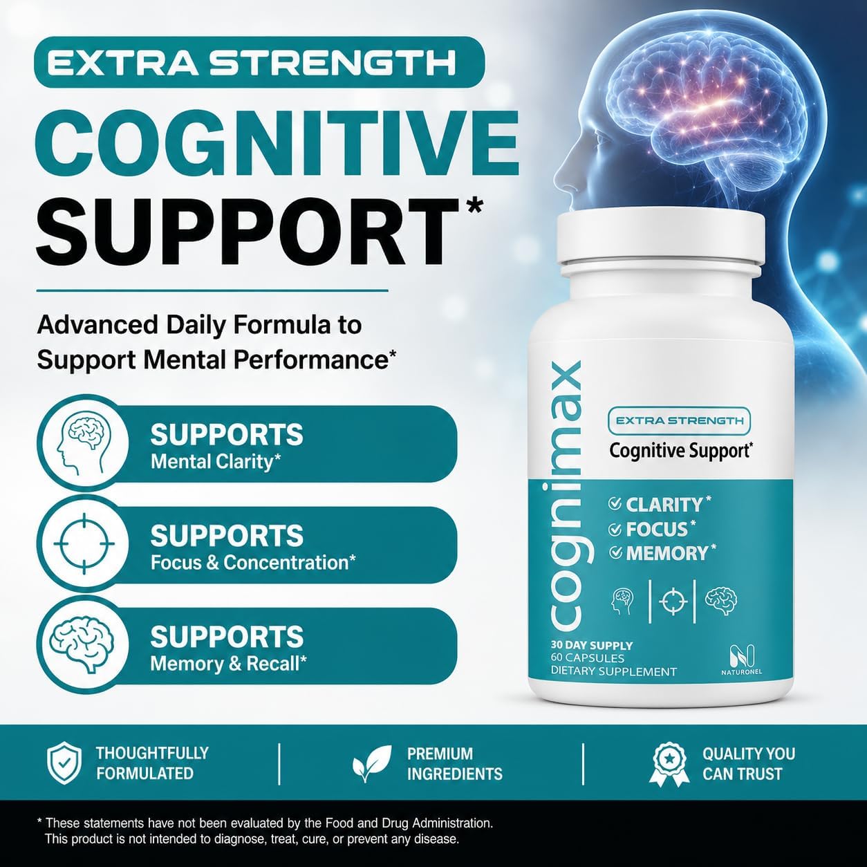 CogniMax Brain Health Supplement (10 Bottles) DMAE Bacopa Ginkgo GABA Phosphatidylserine - Brain Nutrition Formula with B Complex DHA Vitamins Minerals - Daily Cognitive Wellness