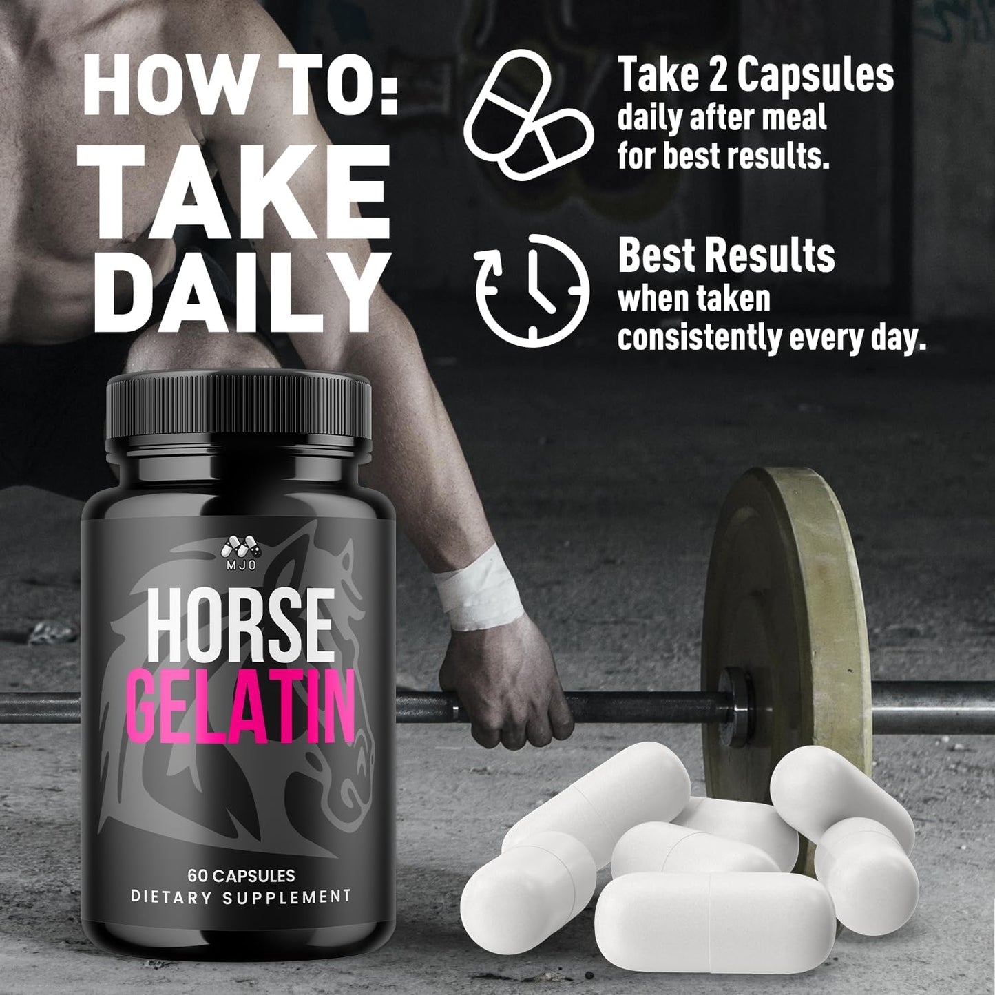 (2 Pack) Horse Gelatin Capsules, Official HorseGelatin Pills for Men with All Natural Ingredients, Advanced Mens Health and Wellness Support Pill, Max Strength Multivitamin Supplement (120 Capsules)