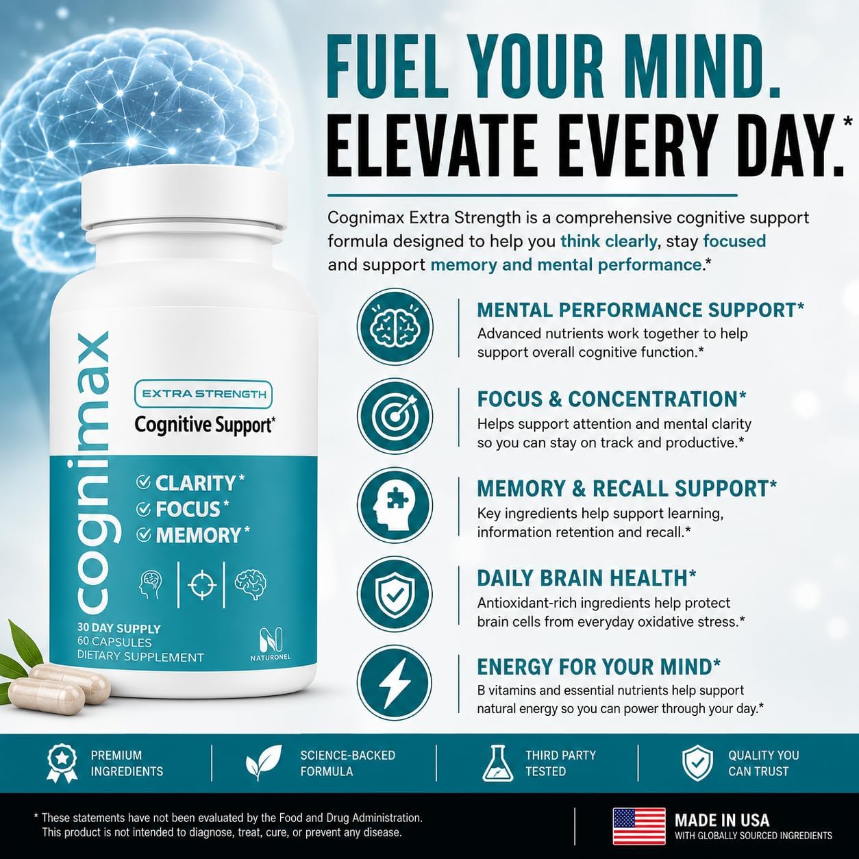 CogniMax Brain Health Supplement (12 Bottles) DMAE Bacopa Ginkgo GABA Phosphatidylserine - Brain Nutrition Formula with B Complex DHA Vitamins Minerals - Daily Cognitive Wellness