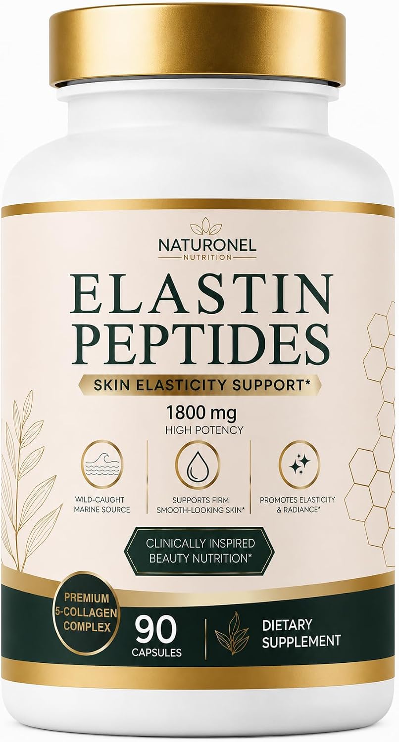 Elastin Peptide Skin Tightening Formula, 1800mg Per Serving, Supports Skin Firmness &amp; Elasticity, Daily Beauty Supplement for Healthy-Looking, 90 Capsules