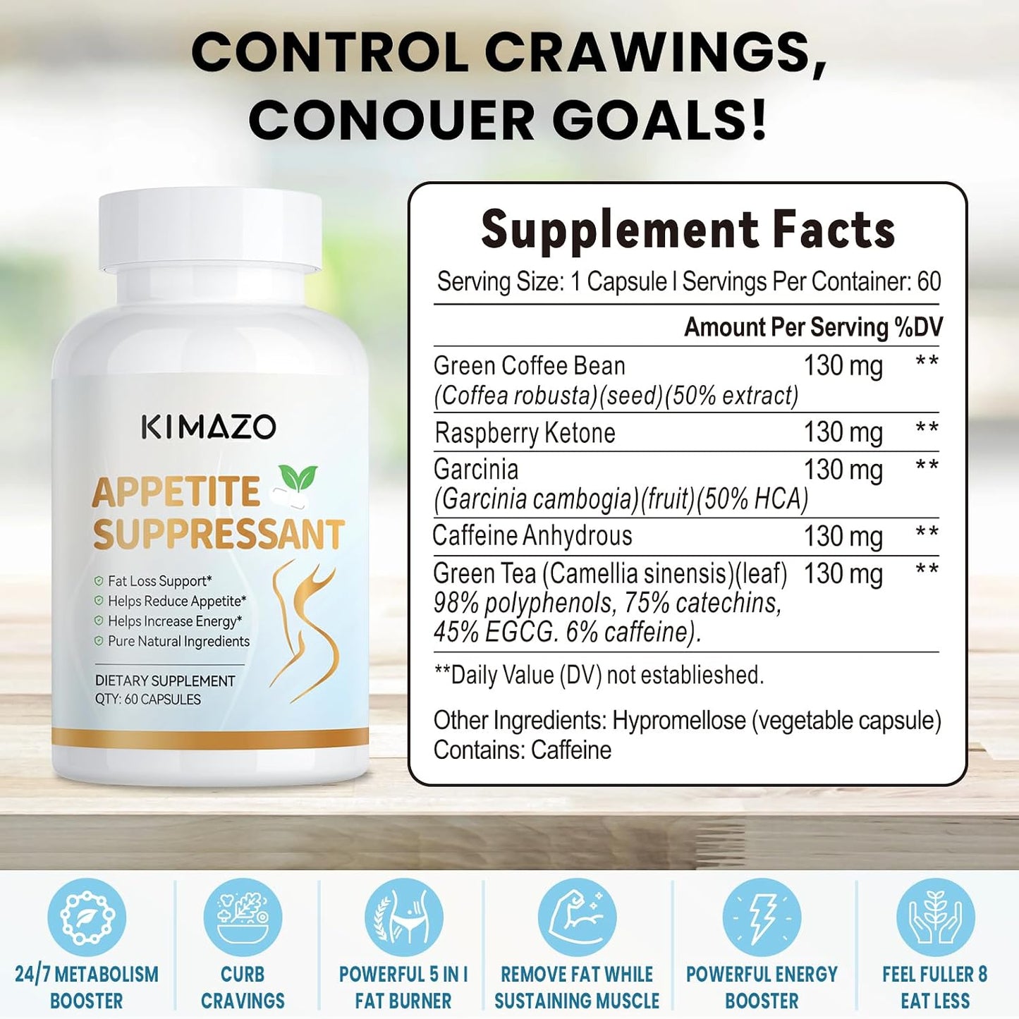 KIMAZO New-Appetite Suppressant Weight Loss Pills for Women - Belly Fat Burner for Women | Metabolism Booster and Carb Blocker, Burn Fat 24/7-3rd Party Tested Weight Loss Diet Pills - 60 Capsules