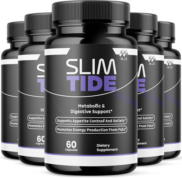(5 Pack) Slim Tide Capsules, Official SlimTide Weight Management Pills with All Natural Ingredients, Advanced Formula Wellness Supplement with Maximum Strength Active Lifestyle Vitamins (300 Capsules)