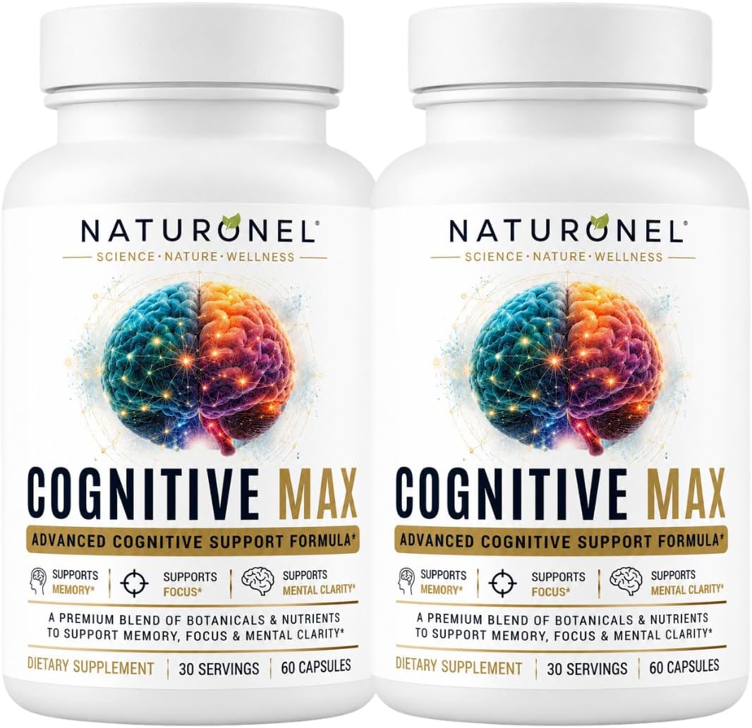 Cognitive Max Brain Supplement (2 Bottles) Focus Supplement for Memory, Mental Clarity &amp; Brain Health Support – Nootropic Formula with DMAE, Bacopa &amp; Phosphatidylserine