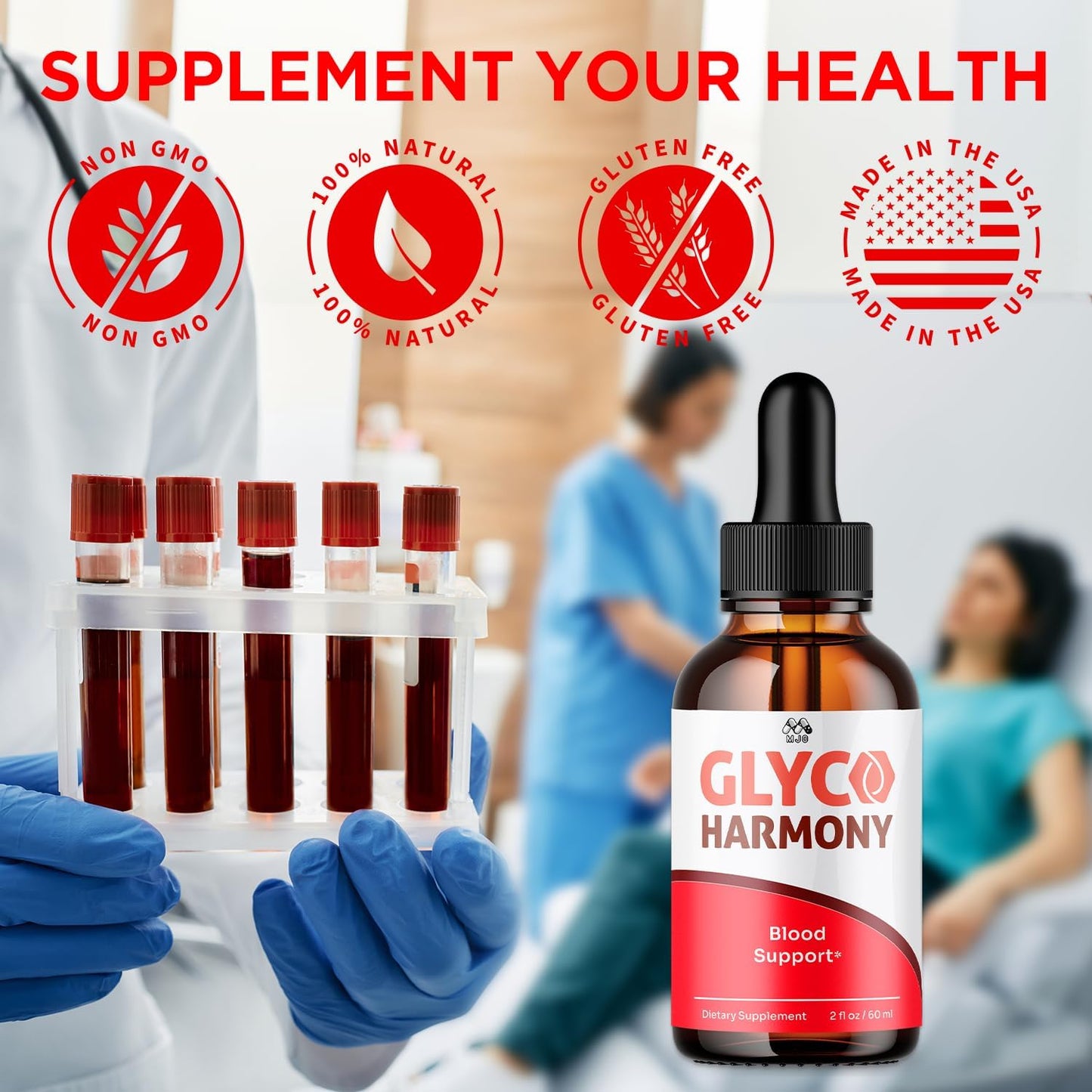 Glyco Harmony Drops, Official Glyco Harmony Liquid Supplement with All Natural Ingredients, GlycoHarmony Blood Support Maximum Strength Health and Wellness Vitamin Supplement (1 Bottle, 30 Servings)