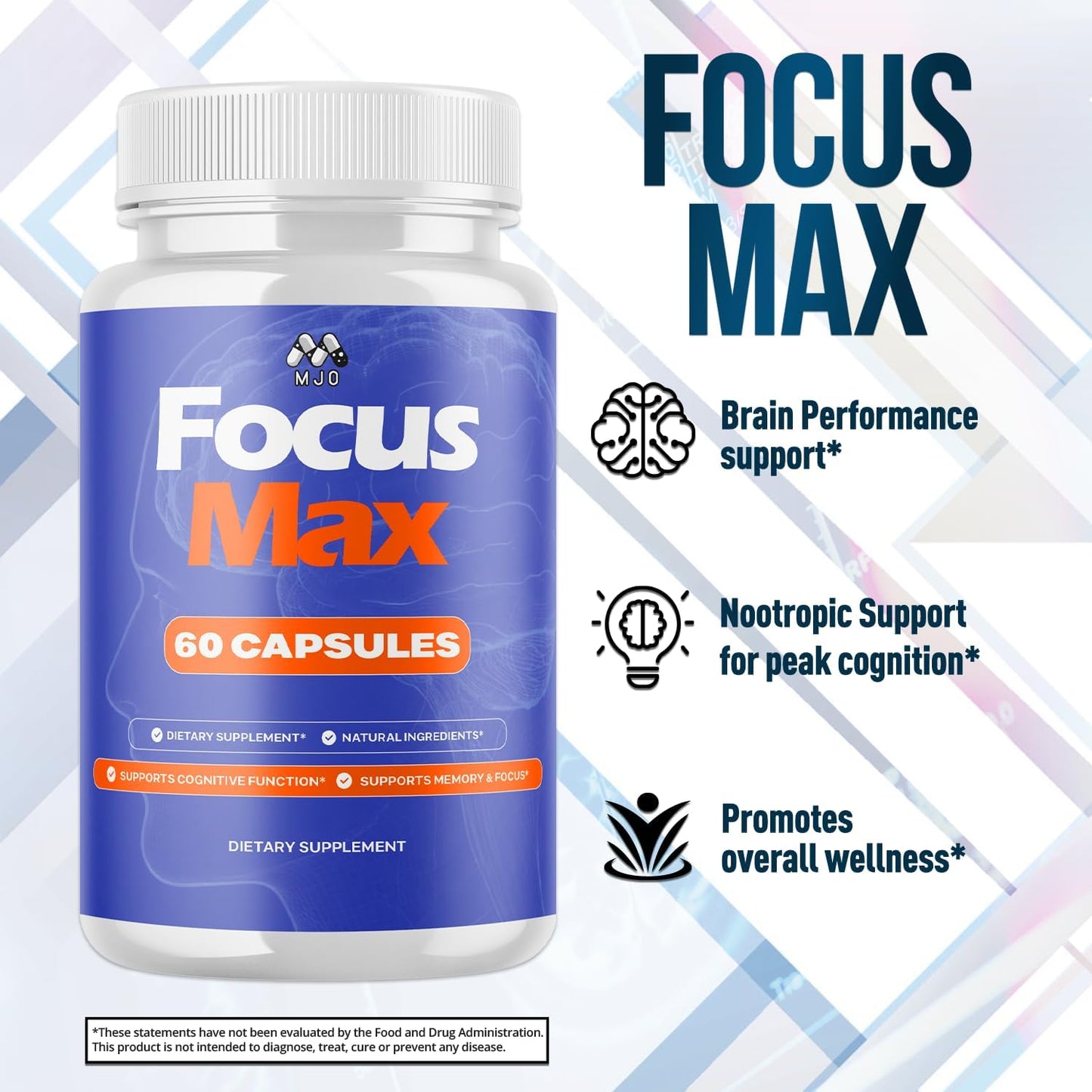 (2 Pack) Focus Max Capsules, FocusMax Pills with All Natural Ingredients, Advanced Focus Max Overall Health and Wellness Vitamin Supplement Formula with Maximum Strength Multivitamin (120 Capsules)