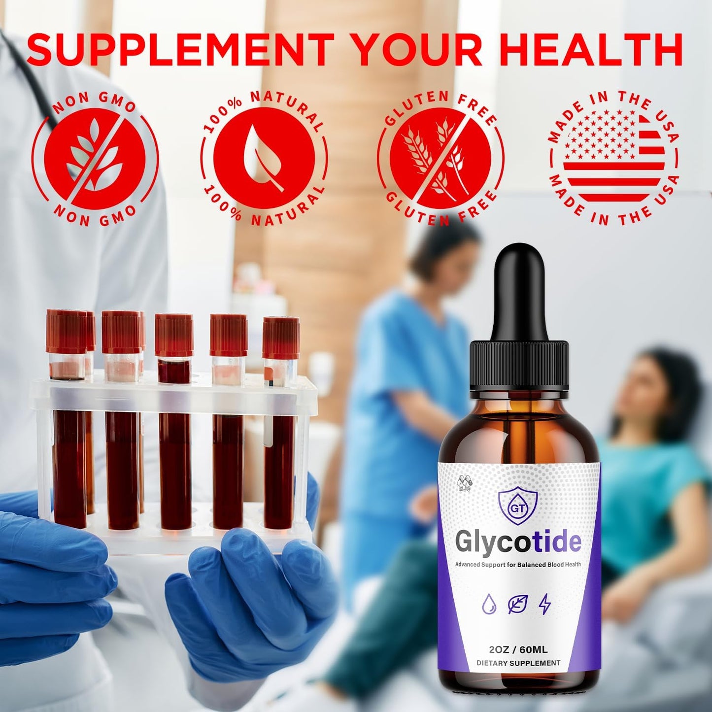 (2 Pack) Glycotide Drops, Official Glycotide Blood Support Drops with All Natural Ingredients, Advanced Glicotide Blood Health and Overall Wellness Supplement with Max Strength Vitamins (60 Servings)