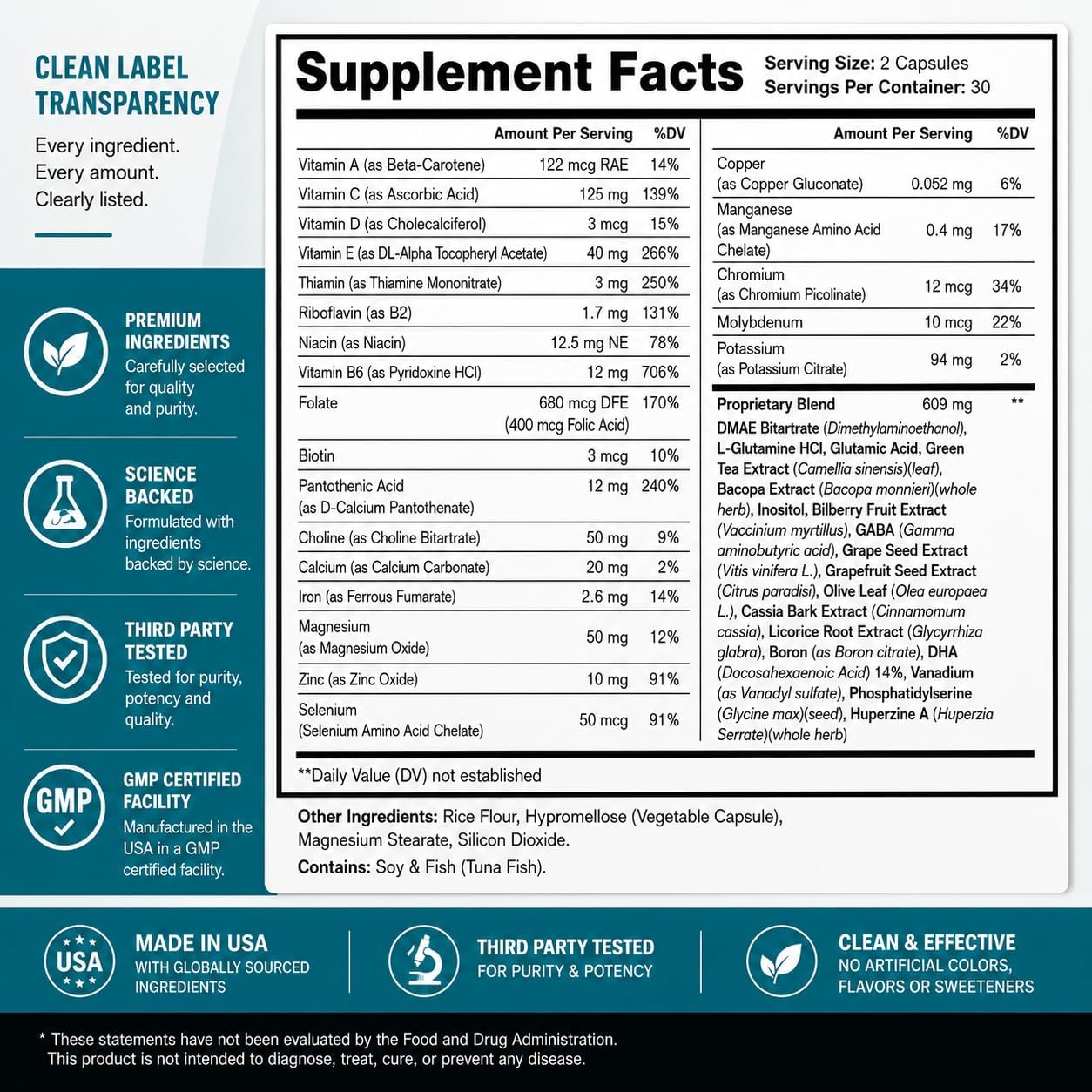 CogniMax Brain Health Supplement - DMAE Bacopa Ginkgo GABA Phosphatidylserine - Brain Nutrition Formula with B Complex DHA Vitamins Minerals - Daily Cognitive Wellness - Vegan - 60 Capsules