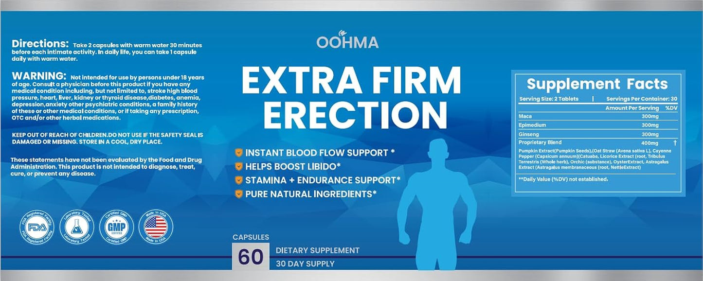 New Male Enhancing Supplement, Designed to be Fast Acting for Blood Flow to Gain Length &amp; Girth + Stamina, Increase Size, Strength, Maca, Epimedium, and Other Natural Ingredients, 3rd Party Tested