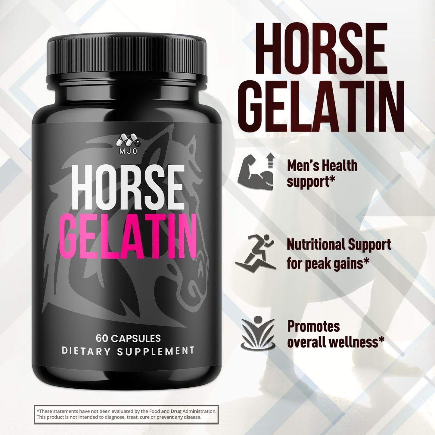 (2 Pack) Horse Gelatin Capsules, Official HorseGelatin Pills for Men with All Natural Ingredients, Advanced Mens Health and Wellness Support Pill, Max Strength Multivitamin Supplement (120 Capsules)