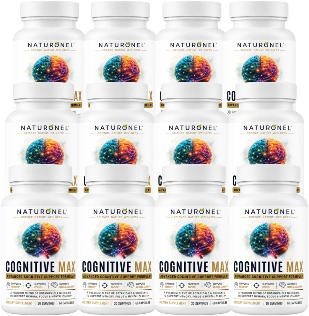 Cognitive Max Brain Supplement (12 Bottles) Focus Supplement for Memory, Mental Clarity &amp; Brain Health Support – Nootropic Formula with DMAE, Bacopa &amp; Phosphatidylserine