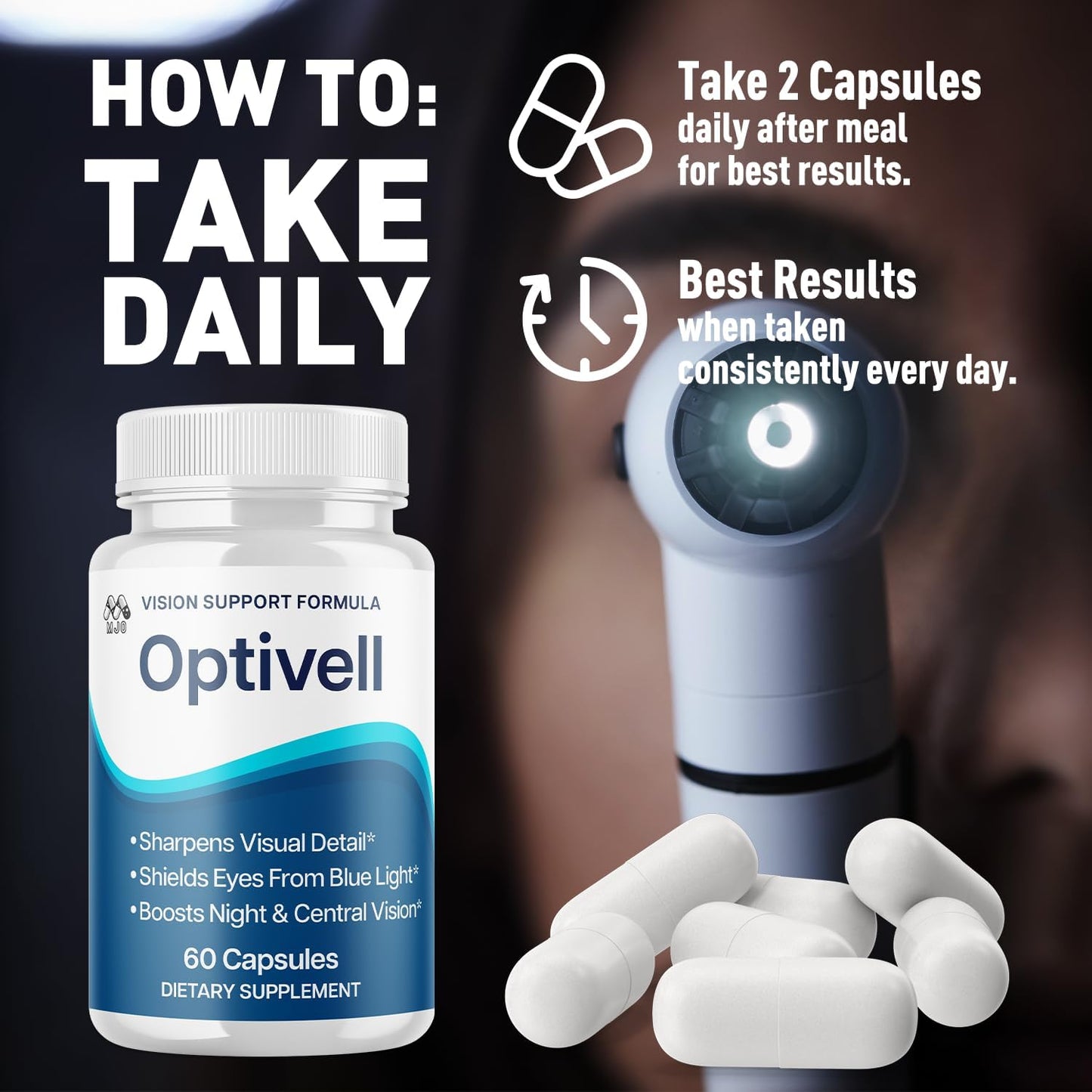 (3 Pack) Optivell Eye Capsules, Official Optivell Eye Vitamin Pills with All Natural Ingredients, Advanced Vision Formula Supplement Pills Supporting Ocular Health &amp; Wellness Naturally (180 Capsules)