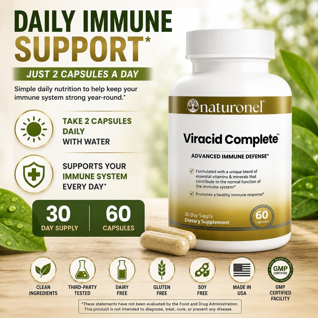 Viracid Complete (5-Pack) Comprehensive Immune Formula with Elderberry, Echinacea, Garlic, Zinc, L-Glutamine &amp; Turmeric 95% Curcuminoids | Premium Supplement, Made in USA, GMP Certified