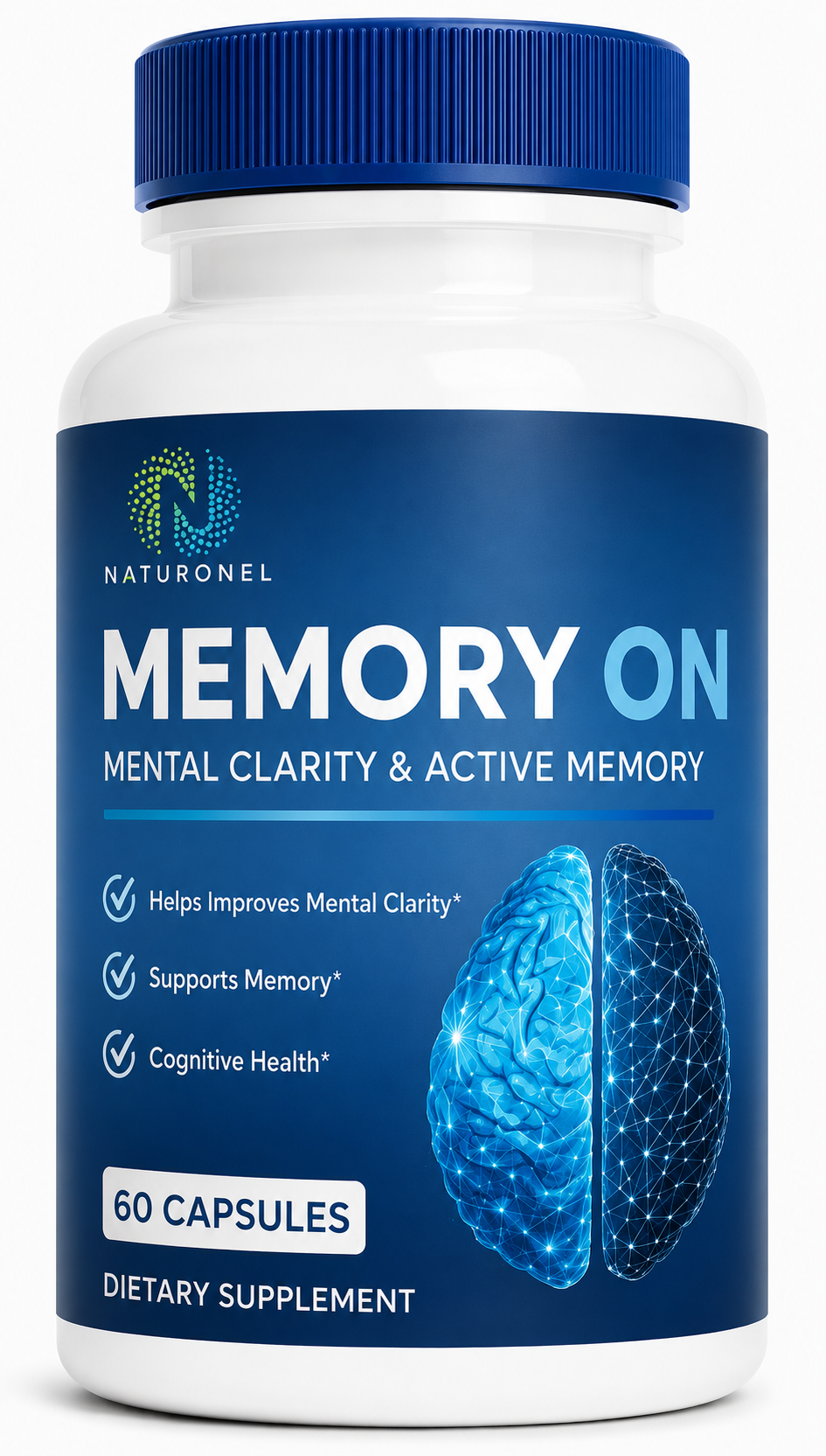 Memory ON – Brain Supplement for Memory & Focus, Mental Clarity & Cognitive Support, Nootropic Formula with Brain Health Ingredients - 60 Capsules