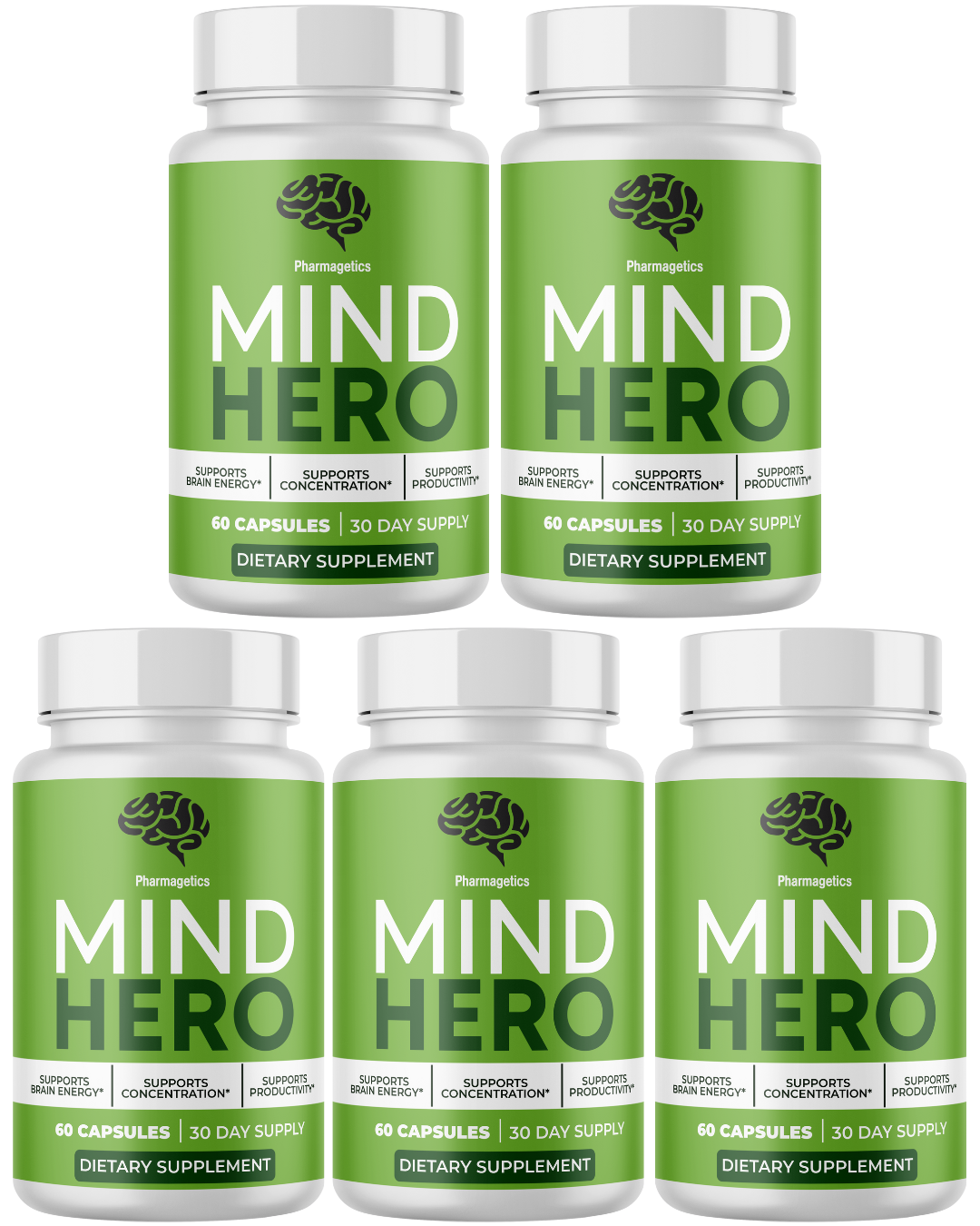 Mind Hero Concentration Support, Brain Health & Energy Supplement 60 Capsules