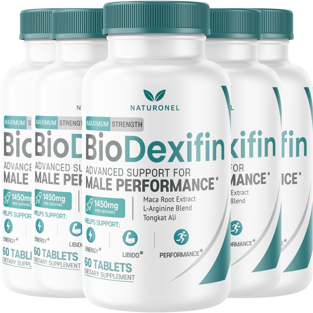 BioDexifin (5 Pack) Male Performance Supplement – Advanced Men's Vitality Formula with Tongkat Ali, Maca Root, L-Arginine, Panax Ginseng & Zinc – Energy, Performance & Daily Wellness Support
