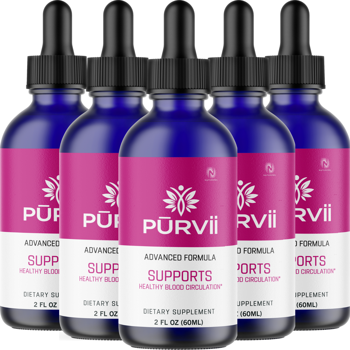 PURVII Circulation & Blood Flow Support (5 Pack) – Advanced Liquid Dietary Supplement with L-Arginine, L-Glutamine & L-Tryptophan