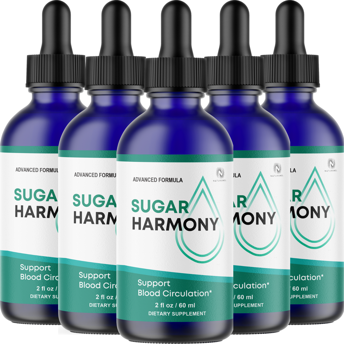 Sugar Harmony Drops (5 Pack) – Advanced Blood Circulation Support with L-Arginine, L-Glutamine & L-Tryptophan – Liquid Dietary Supplement