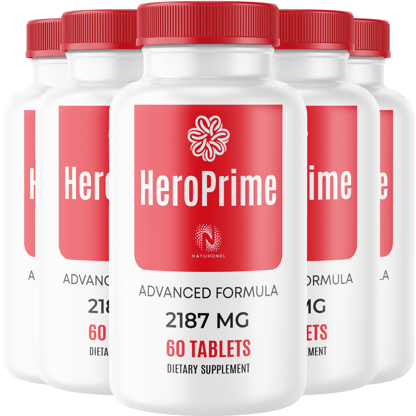HeroPrime (5 Pack) Supplement for Men – Tongkat Ali Supplement with Maca Root, L-Arginine HCl, Asian Ginseng, Zinc, Boron & Herbal Blend
