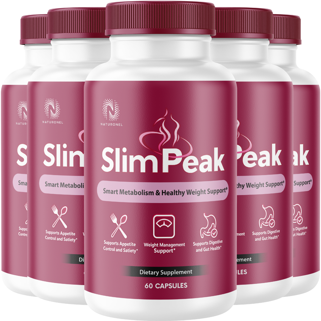 Slim Peak Weight Management Support (5 Pack) – Raspberry Ketones 500mg, African Mango 300mg, Green Tea Extract, Apple Cider Vinegar & Kelp – Metabolism & Appetite Support