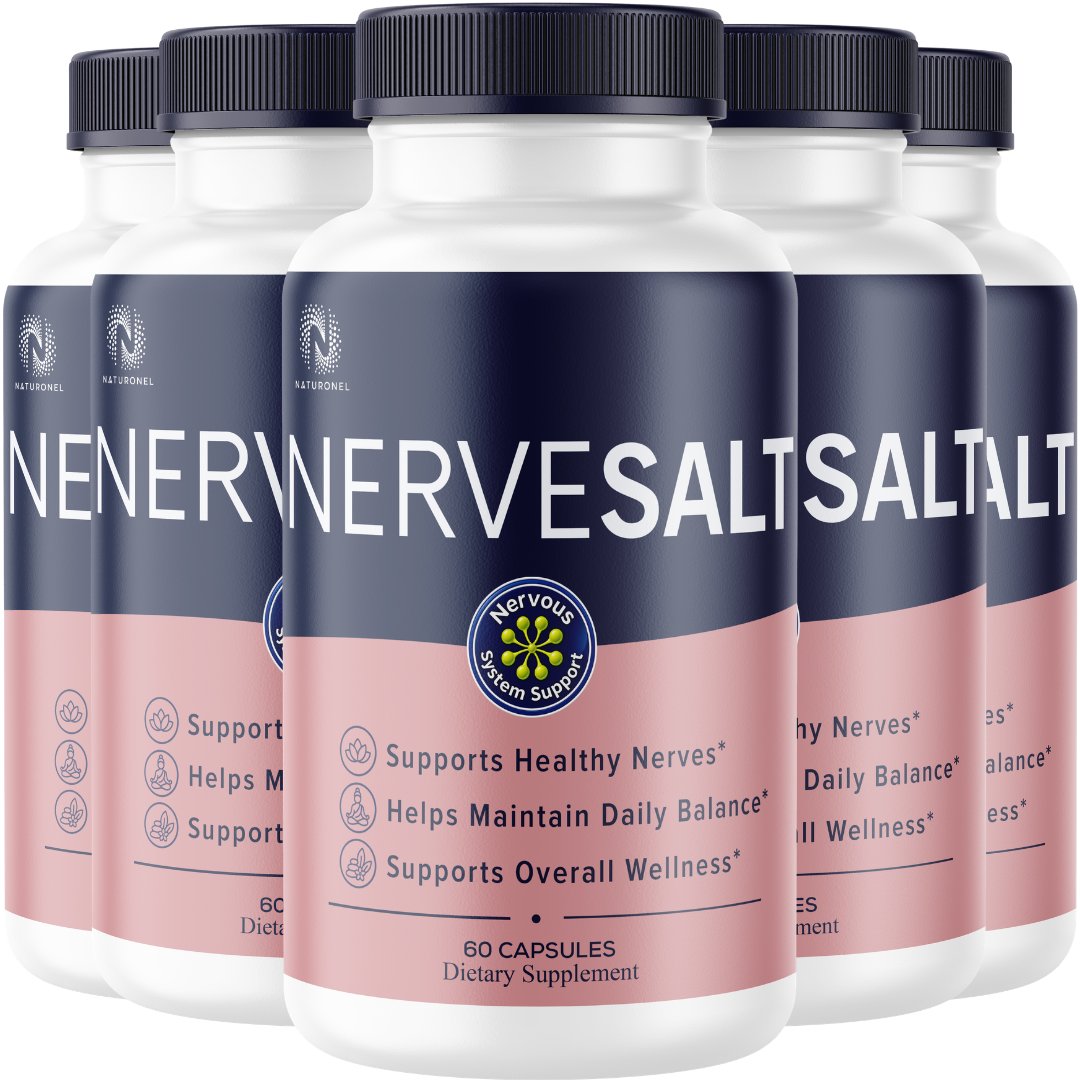NerveSalt (5 Pack) Daily Nerve Wellness Supplement – Supports Healthy Nerves & Daily Balance – Turmeric, Ginger, Glucosamine Formula