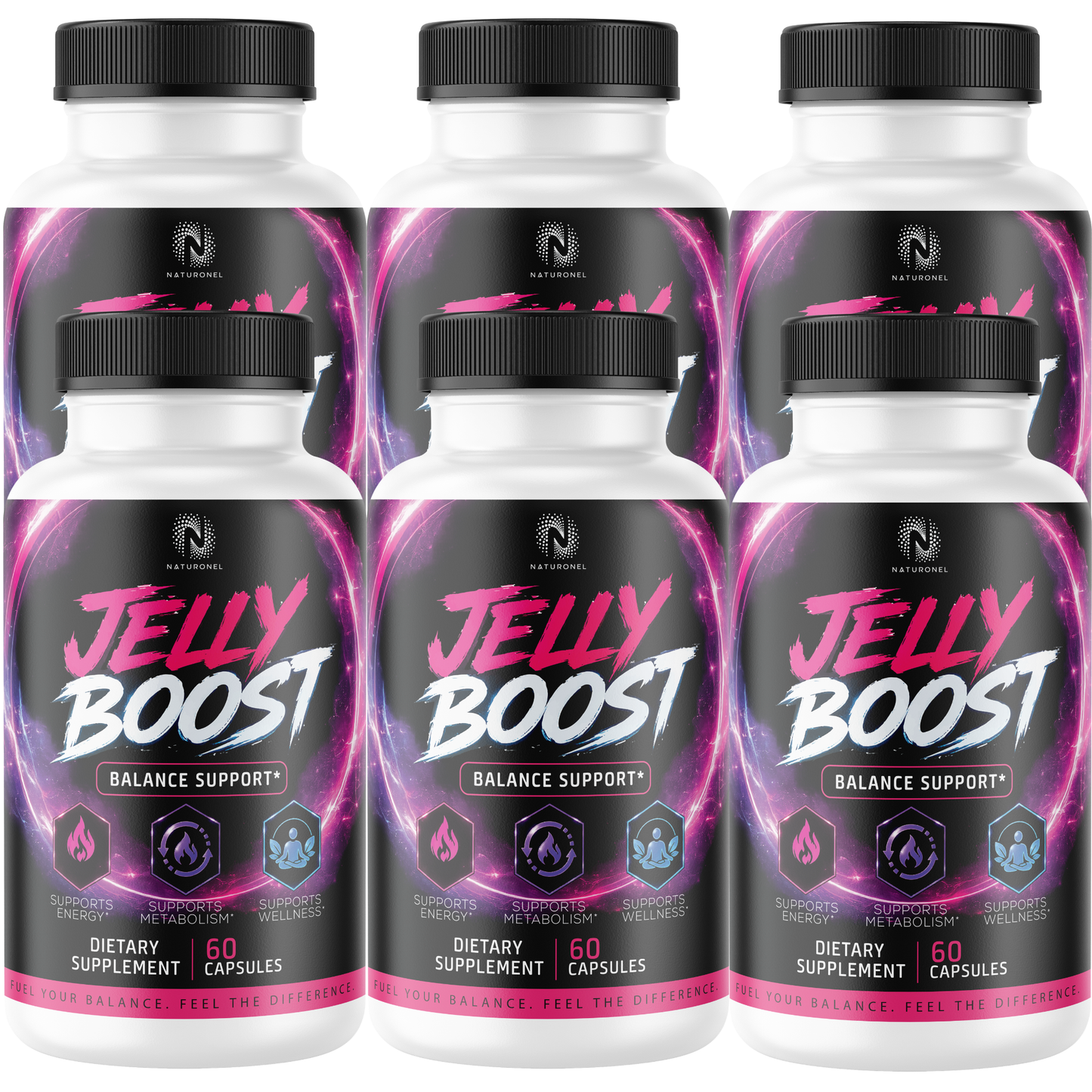Jelly Boost (6 Pack) Balance Support Supplement with Raspberry Ketones, African Mango, Green Tea Extract, Apple Cider Vinegar & Kelp, Metabolism & Energy Support