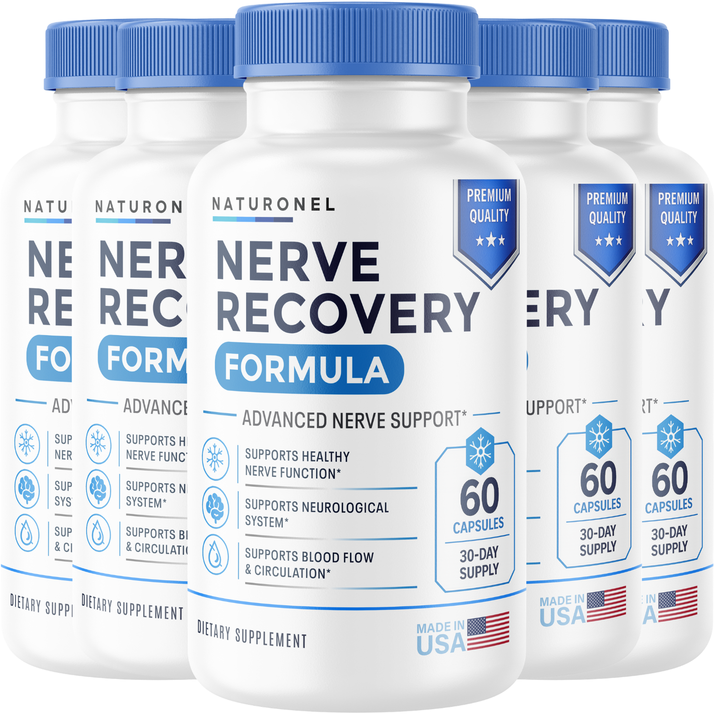 Nerve Recovery Formula (5 Pack) – Advanced Nerve Support Supplement with Turmeric, Glucosamine, Boswellia, Ginger, MSM & BioPerine® – Supports Healthy Nerve Function, Neurological Health & Circulation