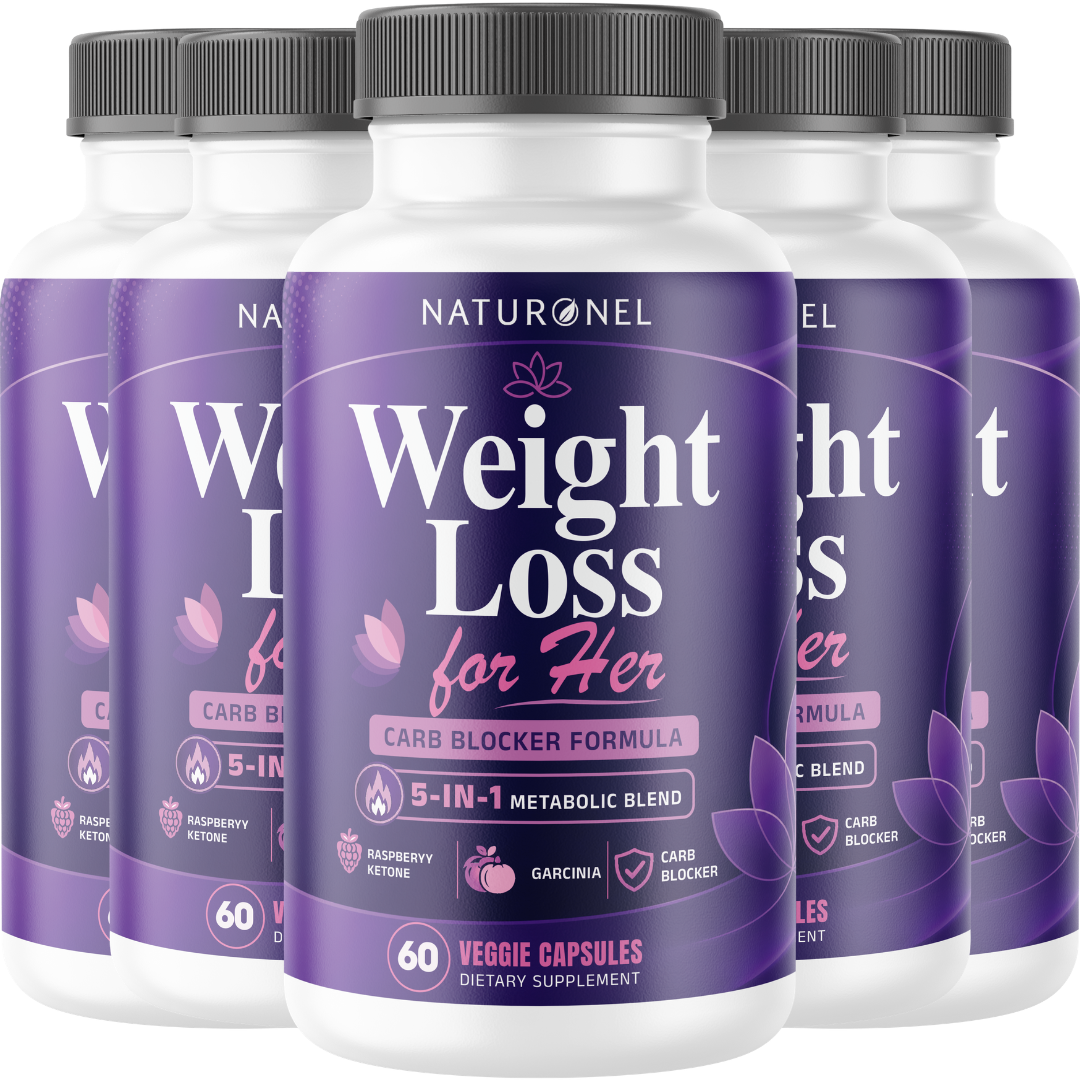 Weight Loss for Her (5 Pack) – Carb Blocker Formula with Green Coffee Bean, Garcinia Cambogia, Raspberry Ketone, Green Tea & Caffeine – 5-in-1 Metabolic Blend – Women's Dietary Supplement