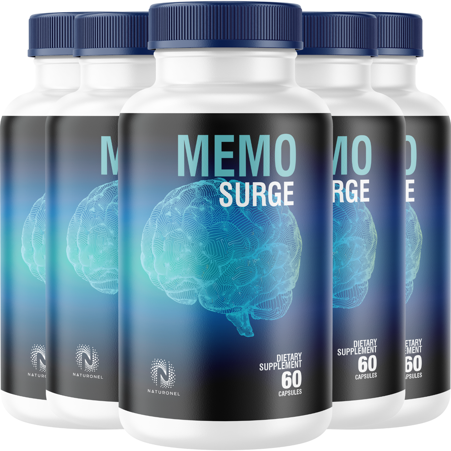 Memo Surge (5 Pack) – Advanced Nootropic Brain Supplement for Memory, Focus & Mental Clarity – Cognitive Support Formula with DMAE, Bacopa, Huperzine A, Phosphatidylserine, GABA & Vitamins