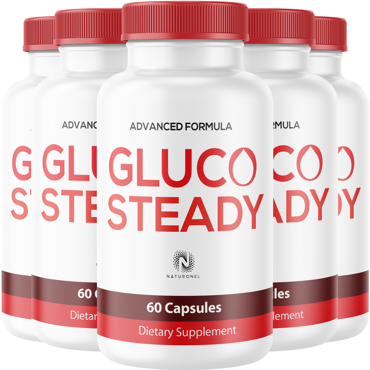 Gluco Steady (5 Pack) Supplement – Advanced Blood Sugar Support Formula with Chromium, Cinnamon, Alpha Lipoic Acid, Banaba & Bitter Melon – Daily Metabolic Wellness