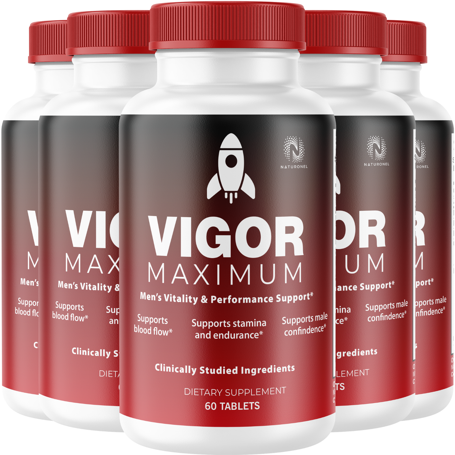 Vigor Maximum (5 Pack) Premium Men's Vitality Formula – Clinically Studied Ingredients with Longjack, Maca, L-Arginine & Zinc