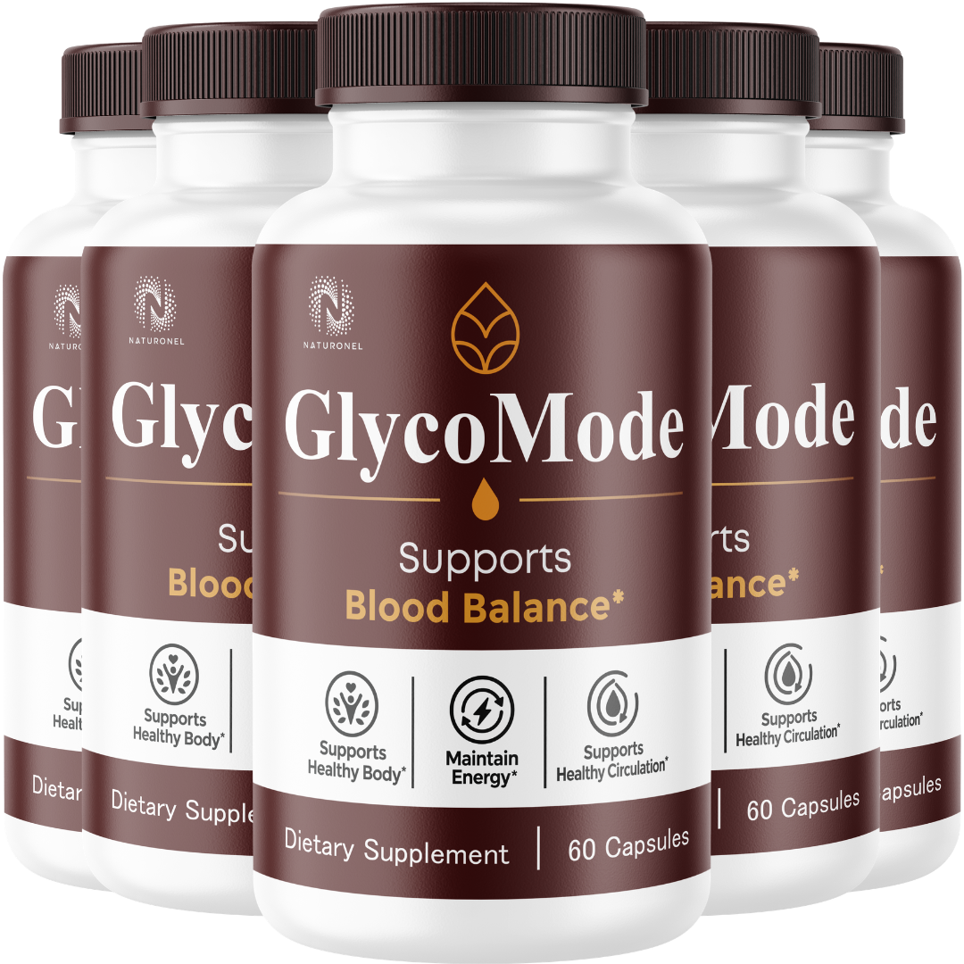GlycoMode Advanced Blood Sugar Support (5 Pack) – Blood Balance Supplement with Chromium, Cinnamon, Banaba & Bitter Melon – Supports Healthy Circulation, Metabolism & Energy