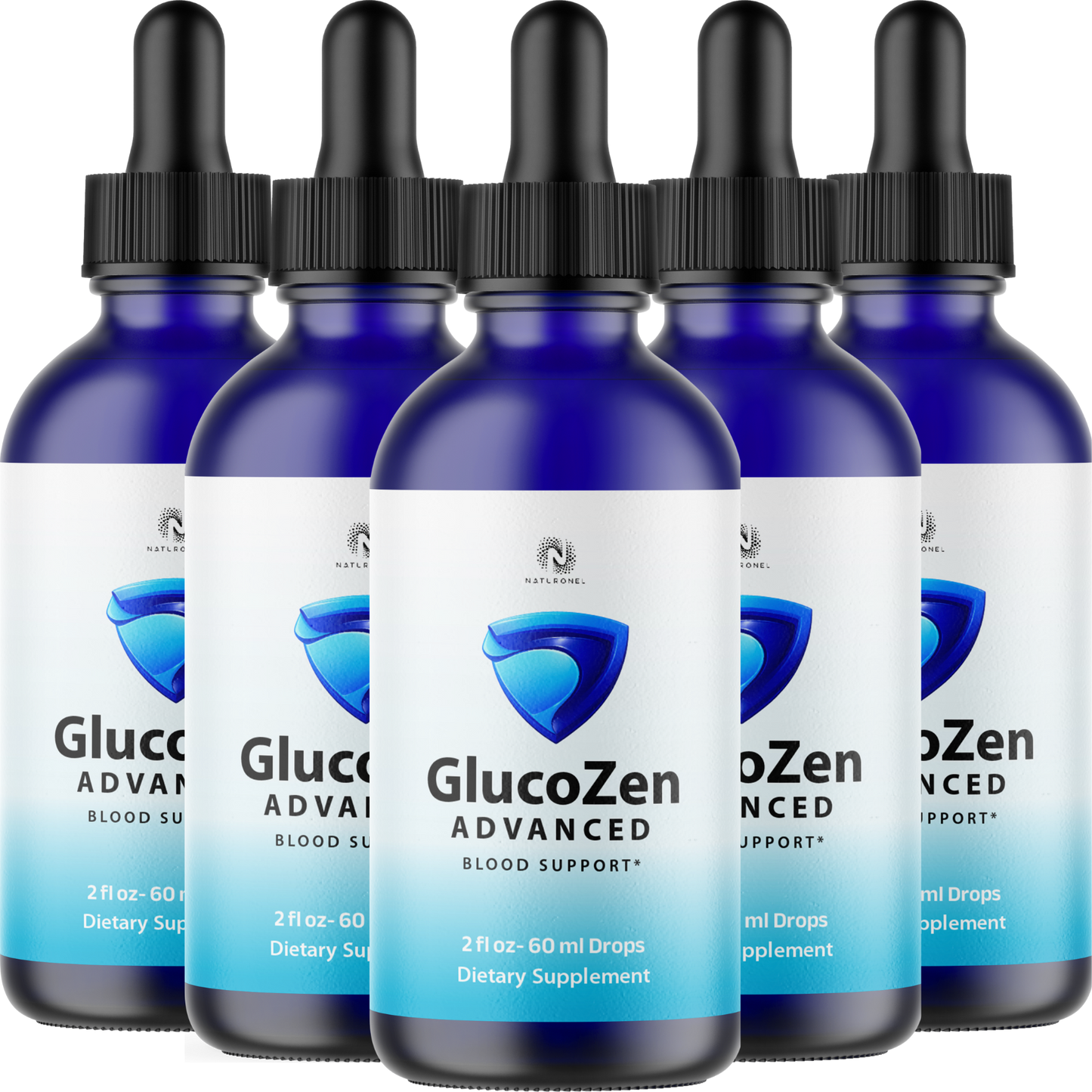 GlucoZen (5 Pack) Advanced Blood Support Drops – Liquid Dietary Supplement with L-Arginine HCl, L-Glutamine & L-Tryptophan
