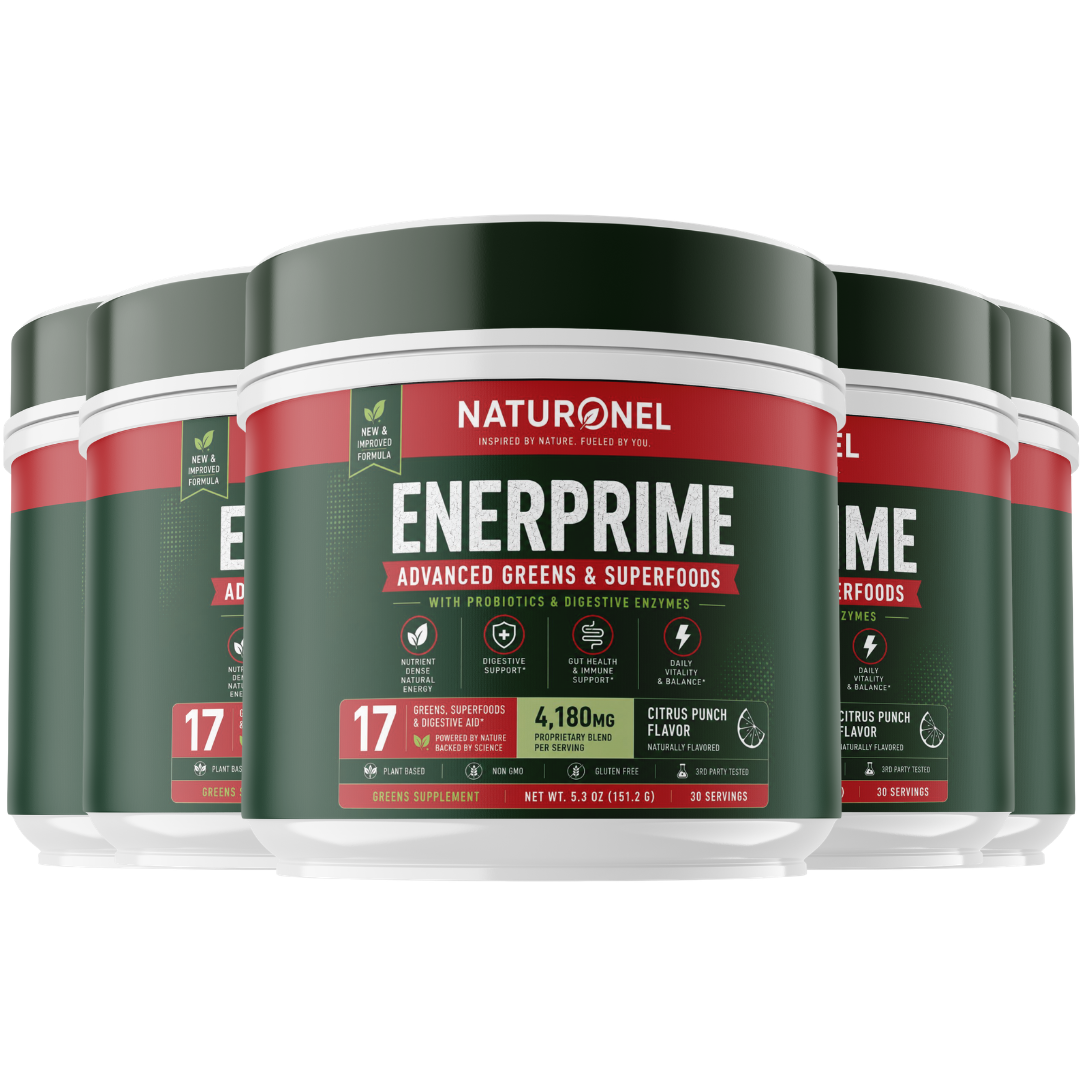 EnerPrime Advanced Greens Superfood Powder with Probiotics & Digestive Enzymes 17 Organic Greens & Superfoods Citrus Punch