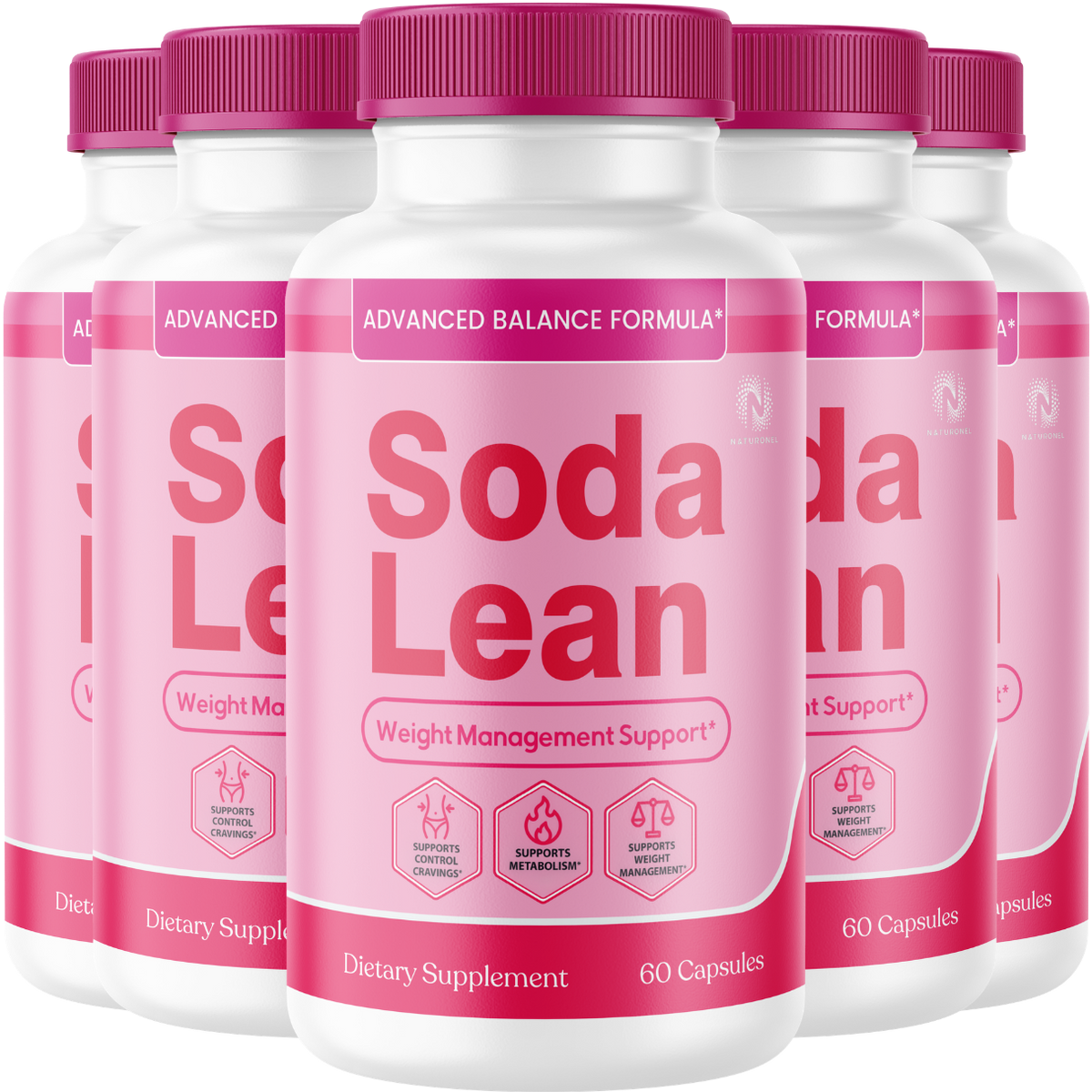 Soda Lean Metabolism Support (5 Pack) – Advanced Weight Management Formula with Raspberry Ketones, African Mango, Green Tea Extract & Apple Cider Vinegar