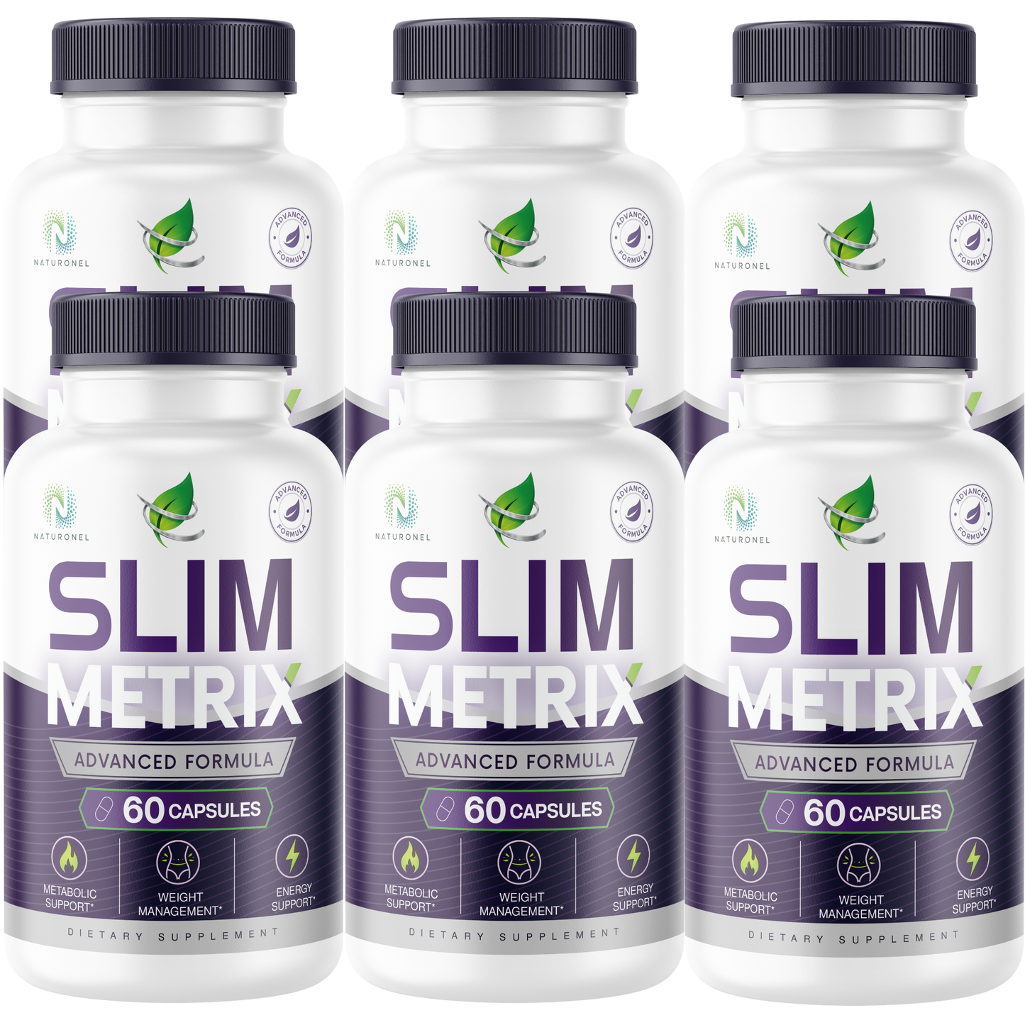 Slim Metrix Advanced (6 Pack) Weight Management Formula – Raspberry Ketones, African Mango, Apple Cider Vinegar, Green Tea Extract & Kelp, Metabolic Support Supplement, Energy Support