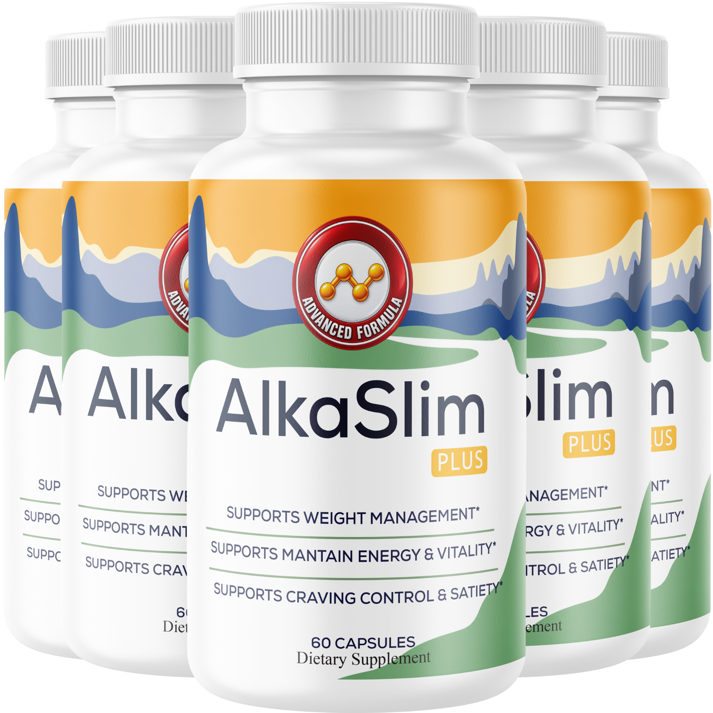 AlkaSlim Plus (5 Pack) Weight Management Formula – Raspberry Ketones, African Mango, Green Tea Extract, Apple Cider Vinegar & Kelp – Supports Metabolism, Energy & Satiety