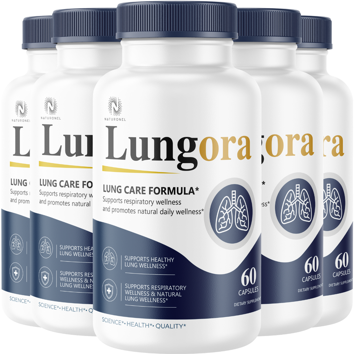 Lungora Lung Wellness Complex (5 Pack) – Advanced Respiratory Support with Elderberry, Echinacea, Vitamin C, Zinc, Turmeric & Garlic