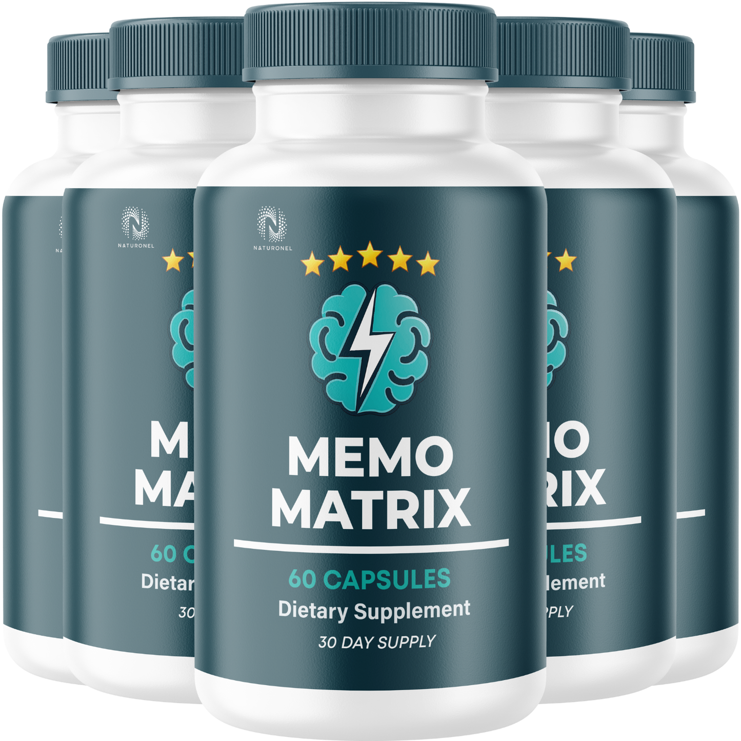 Memo Matrix (5 Pack) Brain Supplement – Memory & Focus Formula with DMAE, Bacopa, Phosphatidylserine, Huperzine A, DHA, Vitamins & Minerals – Cognitive Wellness Support