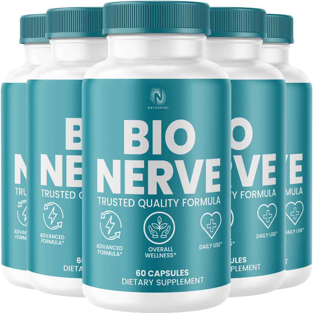 Bio Nerve Advanced Nerve Support Formula (5 Pack) – Turmeric, Glucosamine, Chondroitin, Frankincense, Ginger, MSM, BioPerine & Quercetin – Overall Wellness Support