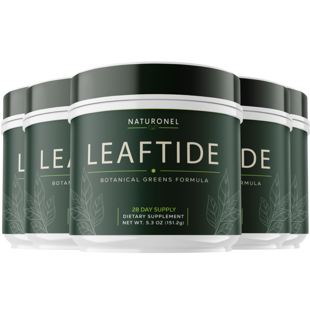 LEAFTIDE (5 Pack) Botanical Greens Powder – Superfood Greens Formula with Organic Wheatgrass, Moringa, Spirulina, Matcha, Probiotics & Digestive Fiber – Daily Greens Drink Mix – Natural Citrus Punch