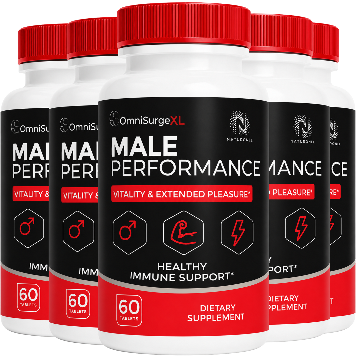 OmniSurgeXL (5 Pack) Male Performance – Men's Daily Vitality Formula with Longjack, Maca, L-Arginine, Ginseng, Tribulus, Pumpkin Seed & Zinc