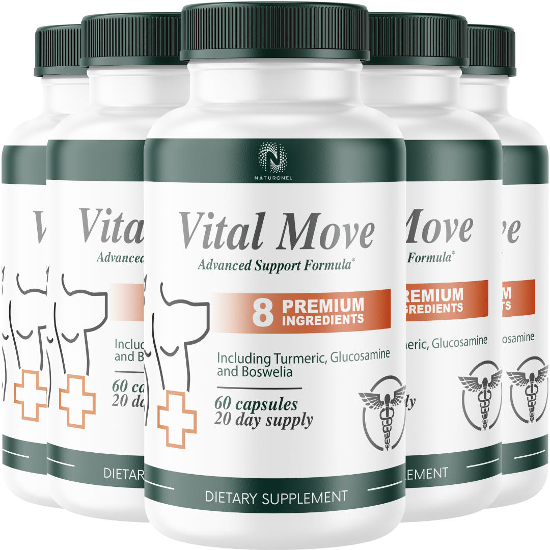 Vital Move Premium Joint Wellness Supplement – Glucosamine 1500mg with Chondroitin, Turmeric, Boswellia, MSM, Bromelain & Quercetin – Advanced 8-Ingredient Blend