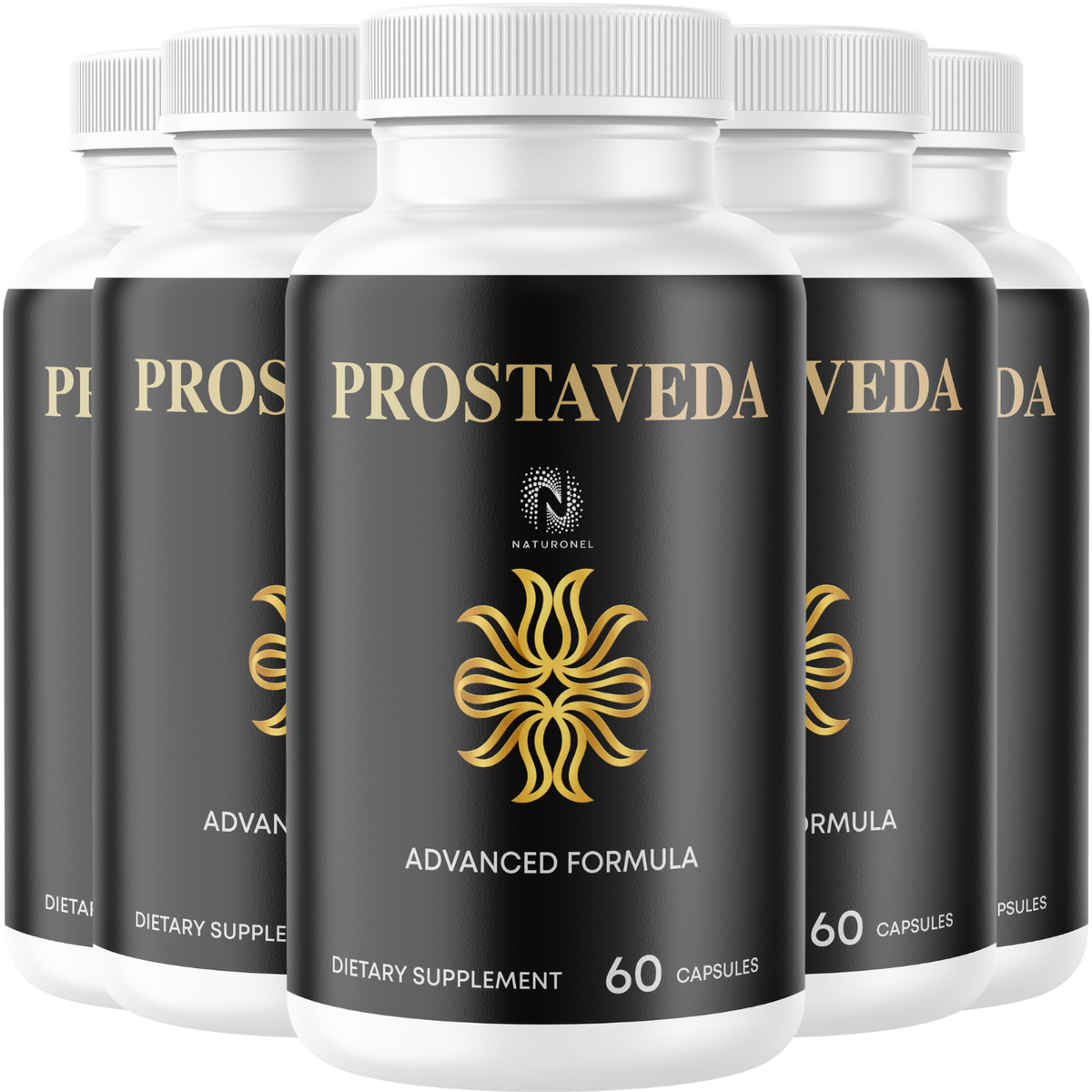 Prostaveda (5 Pack) Prostate Support Capsules for Men – Saw Palmetto, Pygeum, Plant Sterols, Zinc, Selenium, Green Tea, Reishi & Shiitake