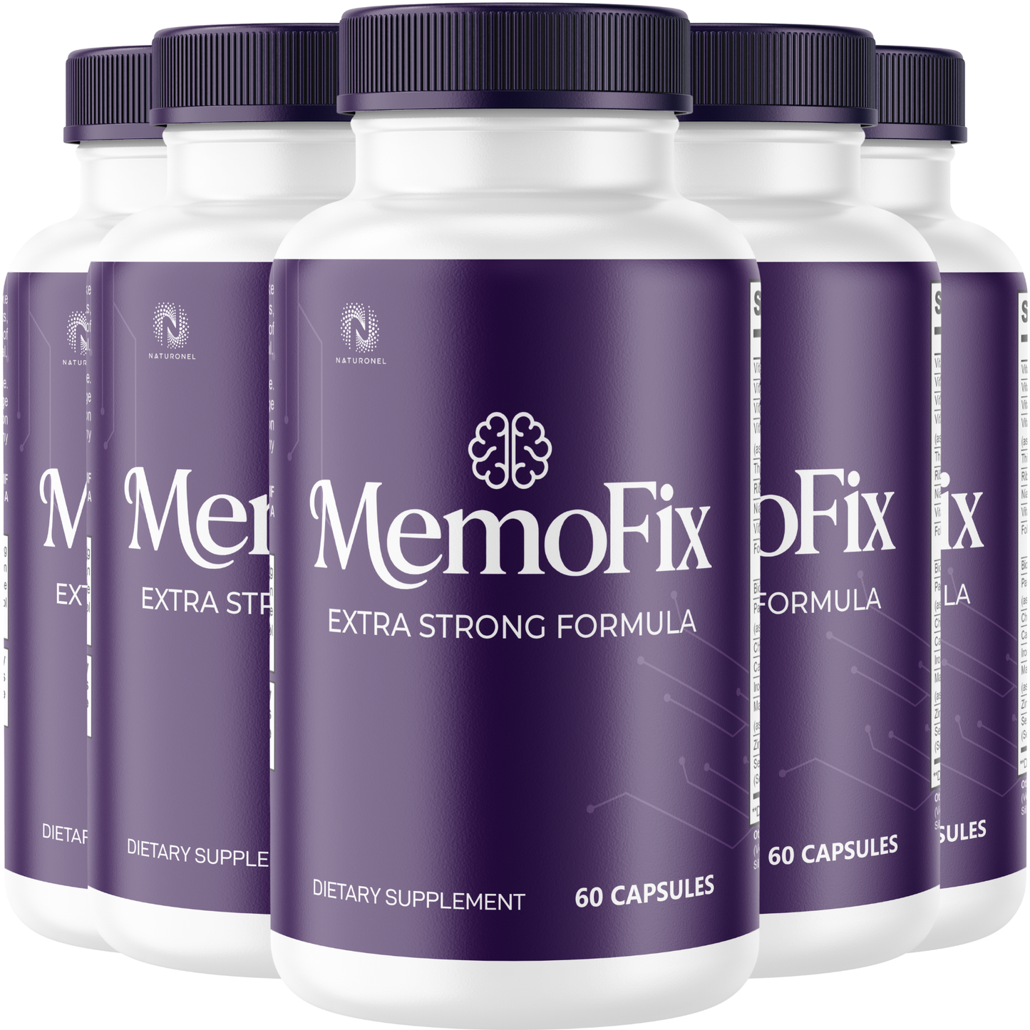 MemoFix (5 Pack) Brain Supplement – Memory & Cognitive Support Formula with Vitamins, Minerals & Botanical Ingredients – Focus & Mental Clarity Supplement