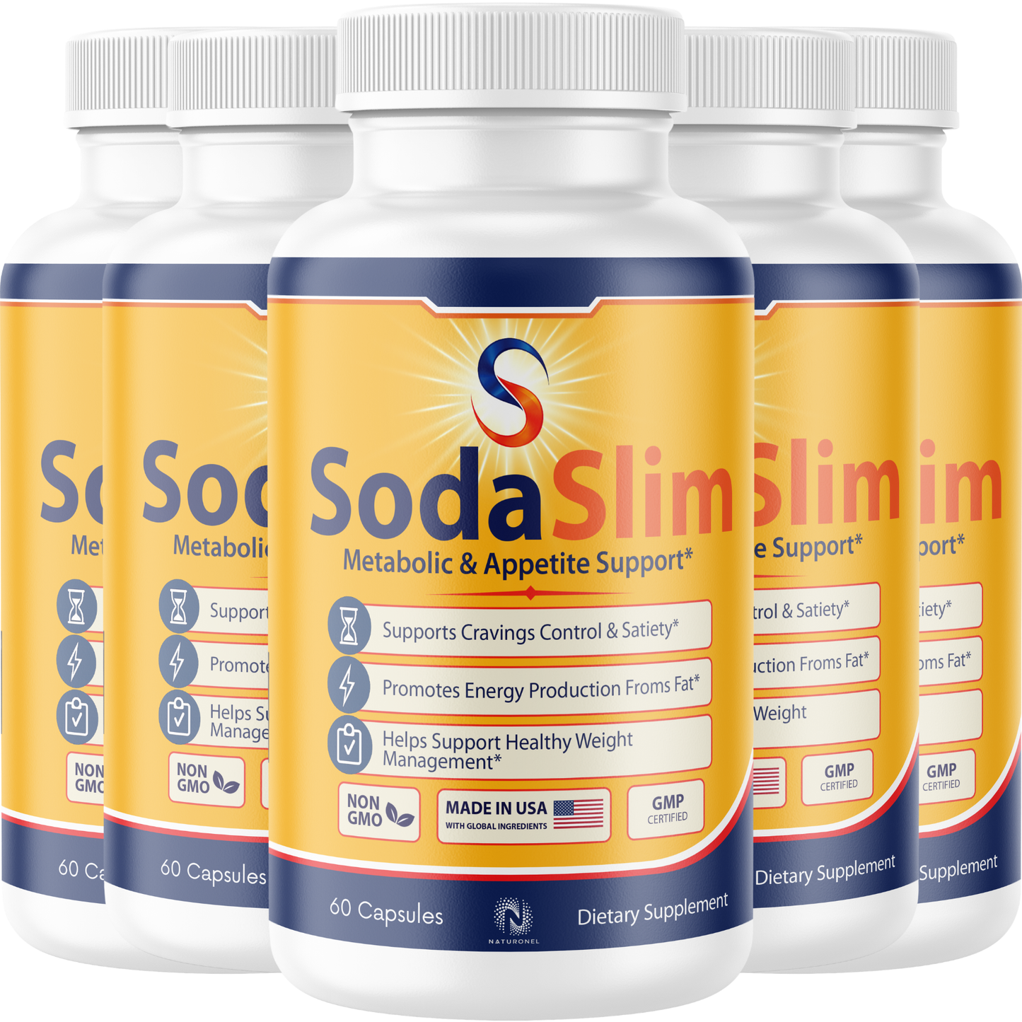 SodaSlim Metabolic & Appetite Support Supplement – Green Coffee Bean, Green Tea, Garcinia Cambogia, Raspberry Ketone & Caffeine – Craving Control & Energy Support