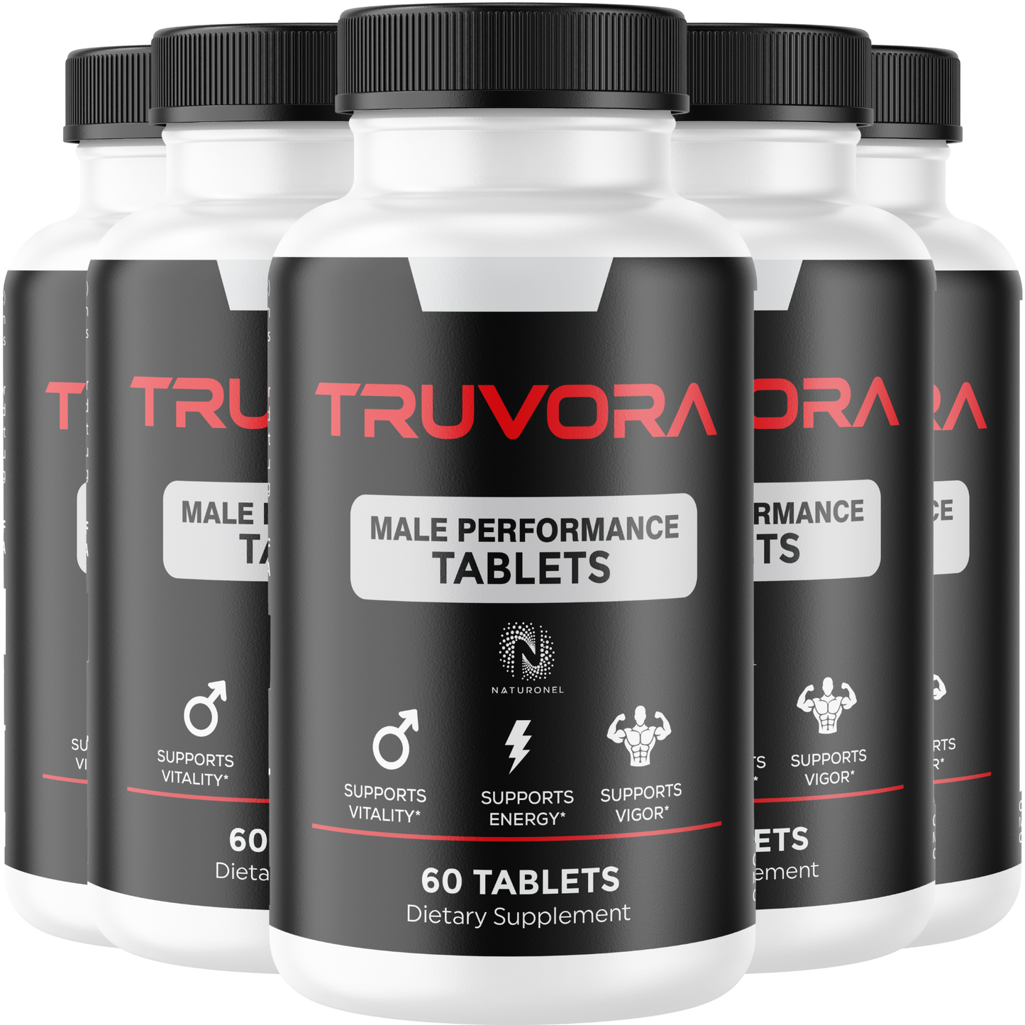Truvora (5 Pack) Male Performance Tablets for Men – Daily Vitality Formula with Tongkat Ali, Maca, L-Arginine, Ginseng, Tribulus & Boron – Men's Wellness Supplement