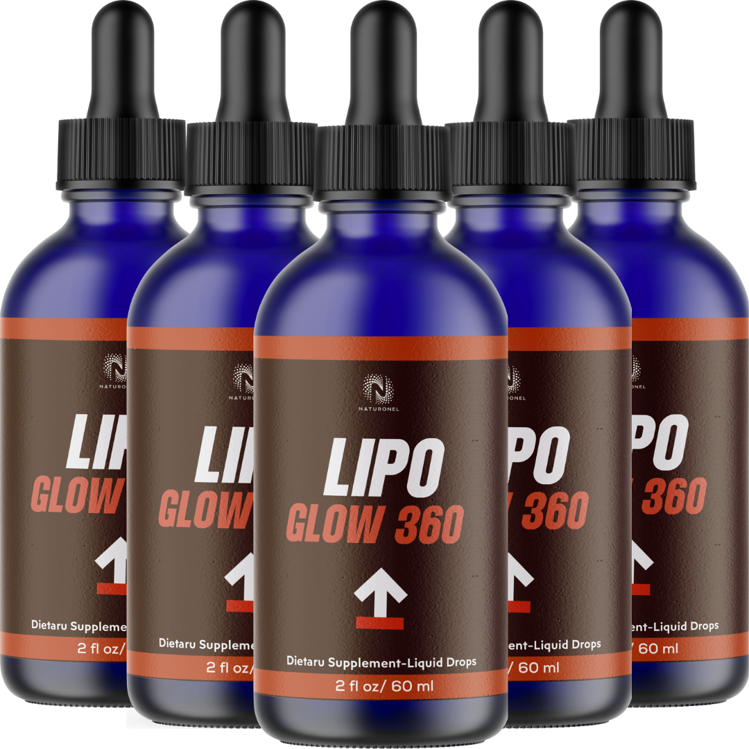 Lipo Glow 360 Drops (5 Pack) – Advanced Liquid Amino Acid Formula – L-Arginine, L-Glutamine & L-Tryptophan